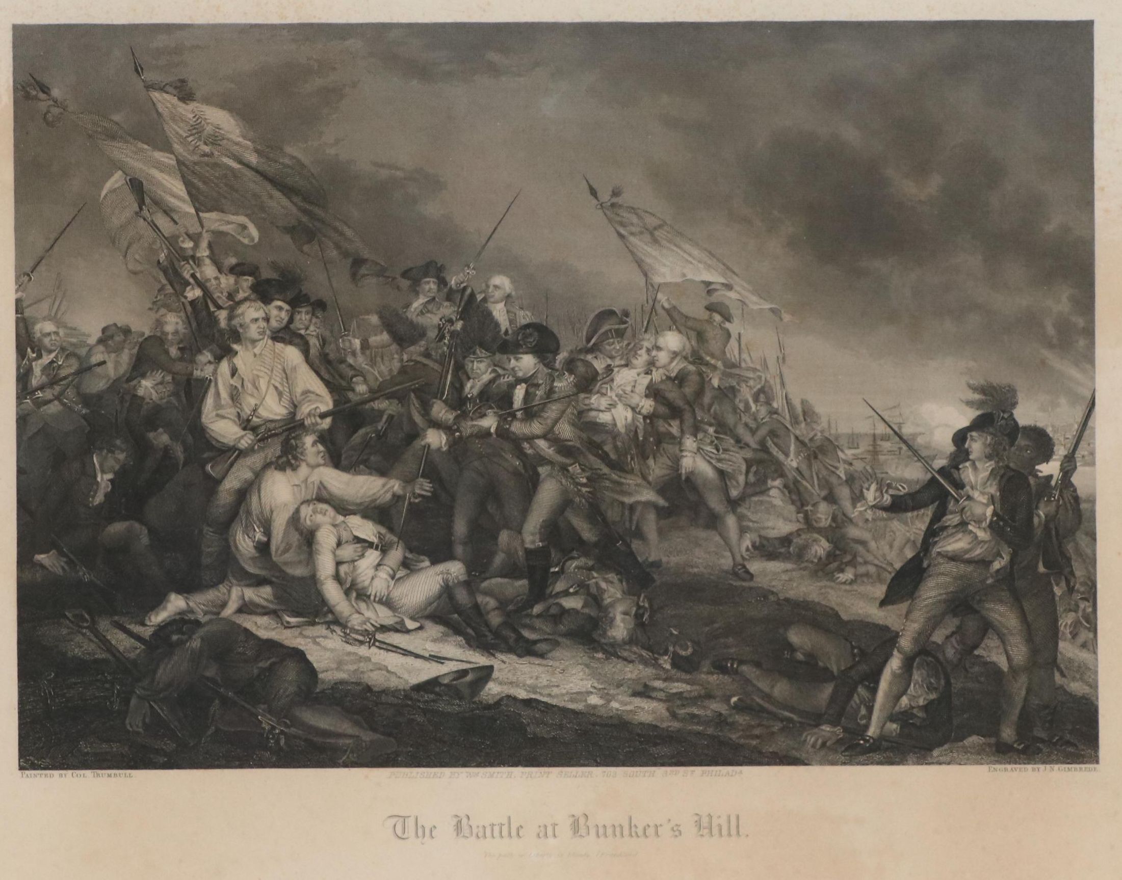Engraving After John Trumbull "The Battle at Bunker's Hill"