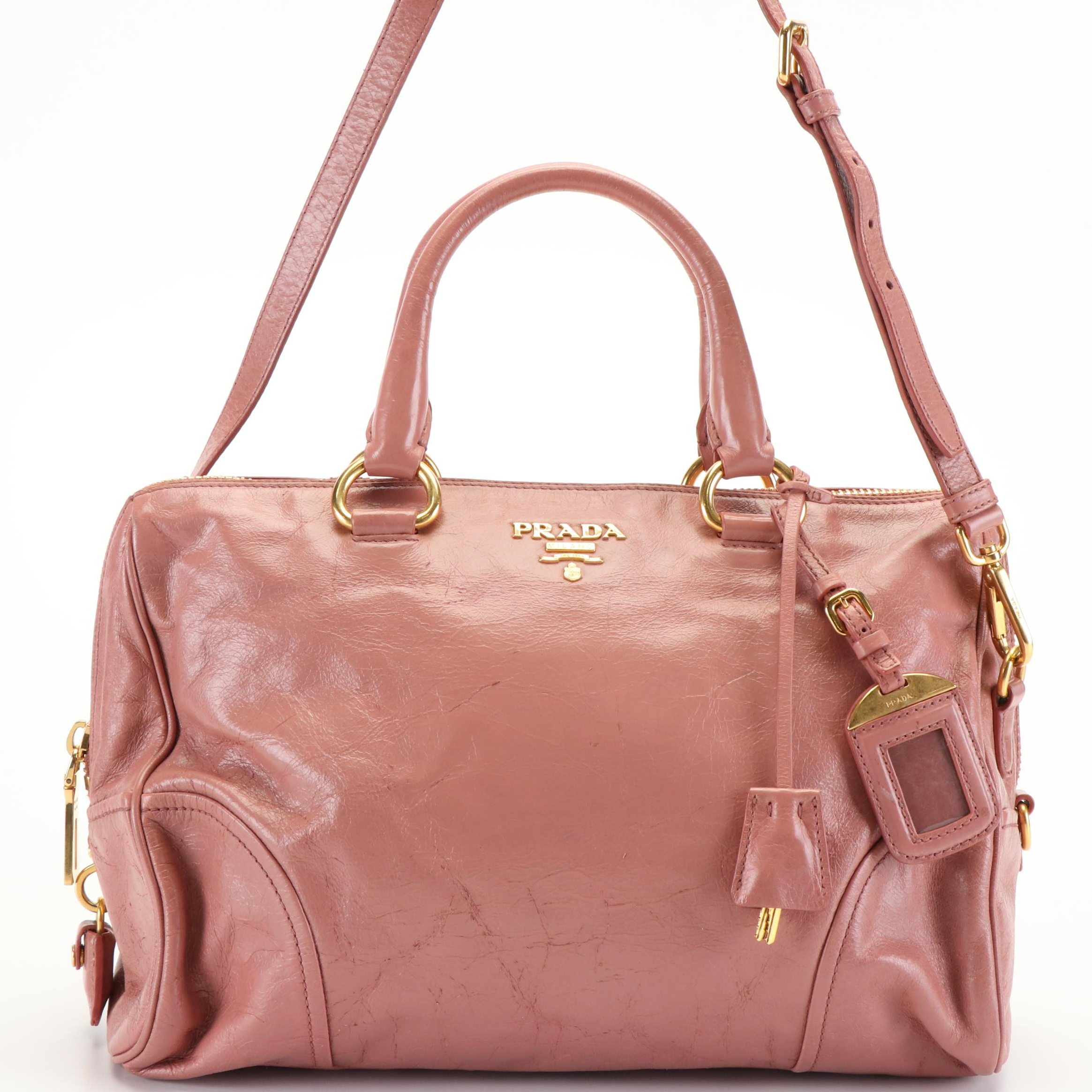 Prada Antico Vitello Shine Leather East/West Satchel Bag