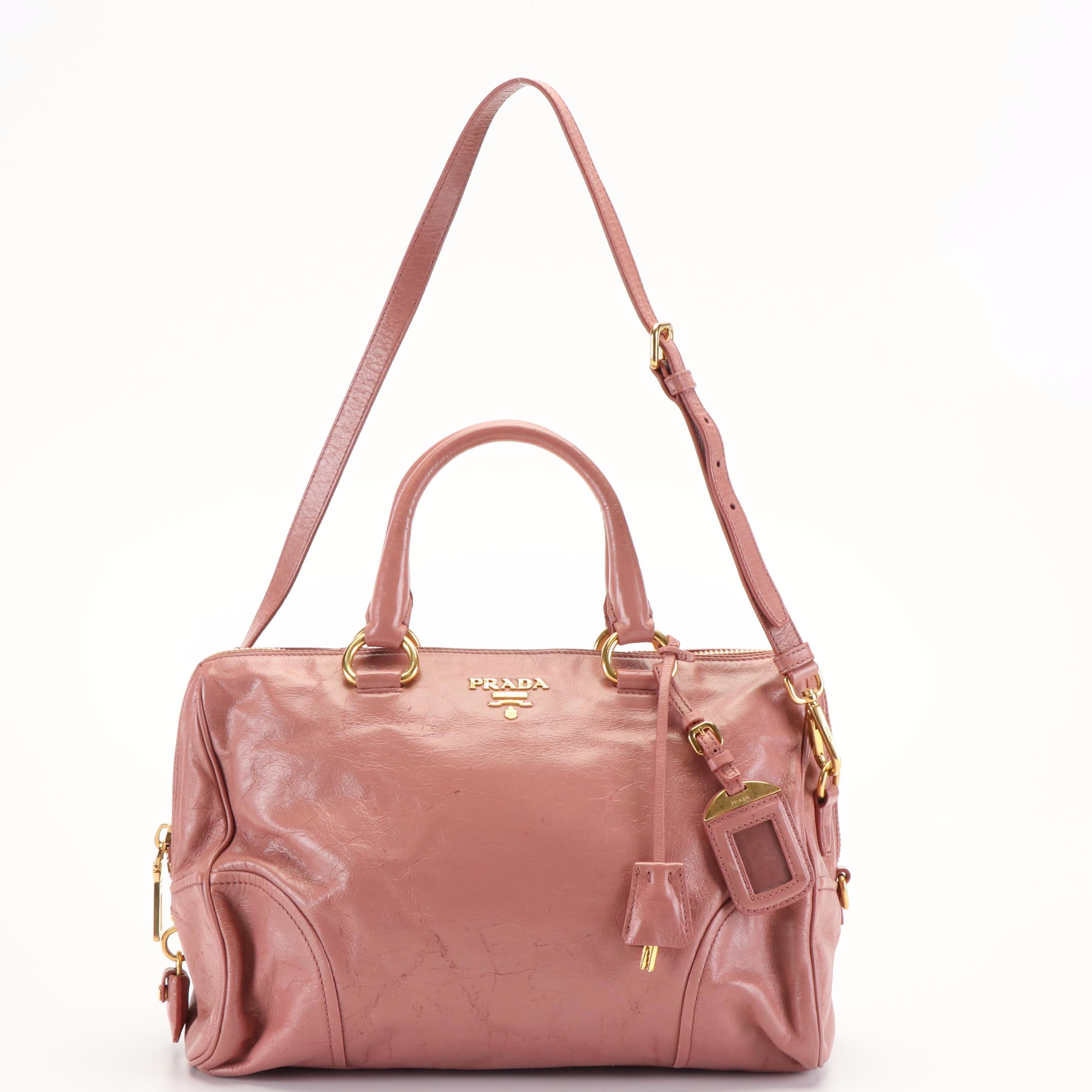 Prada Antico Vitello Shine Leather East/West Satchel Bag