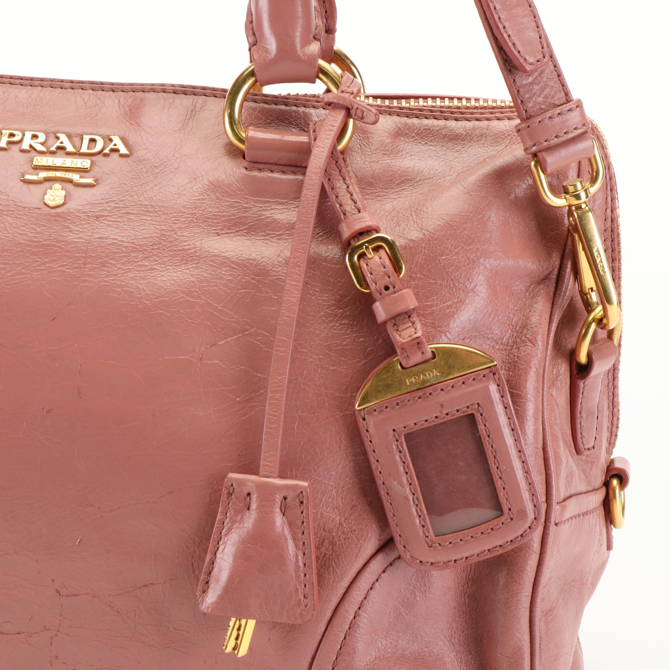 Prada Antico Vitello Shine Leather East/West Satchel Bag