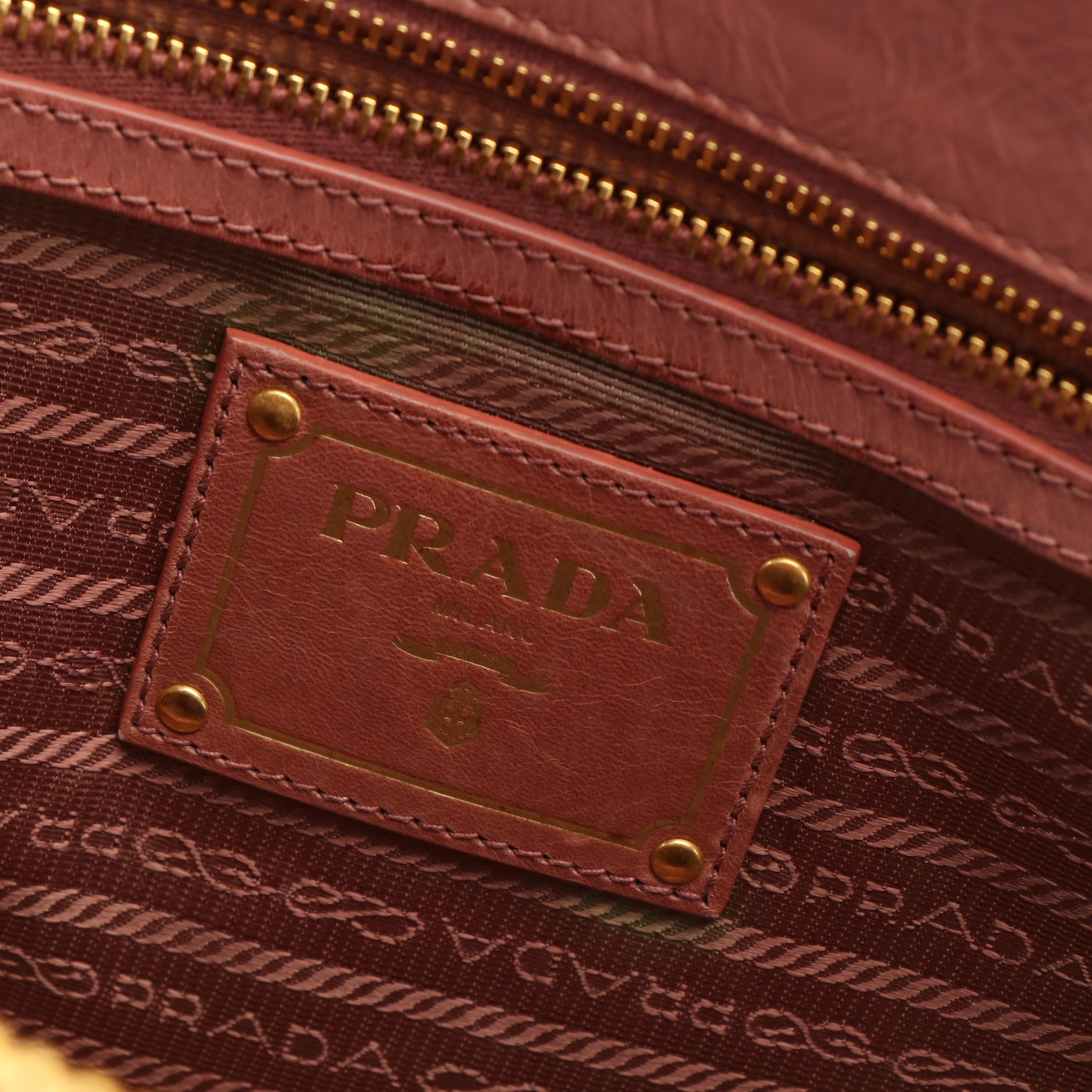 Prada Antico Vitello Shine Leather East/West Satchel Bag