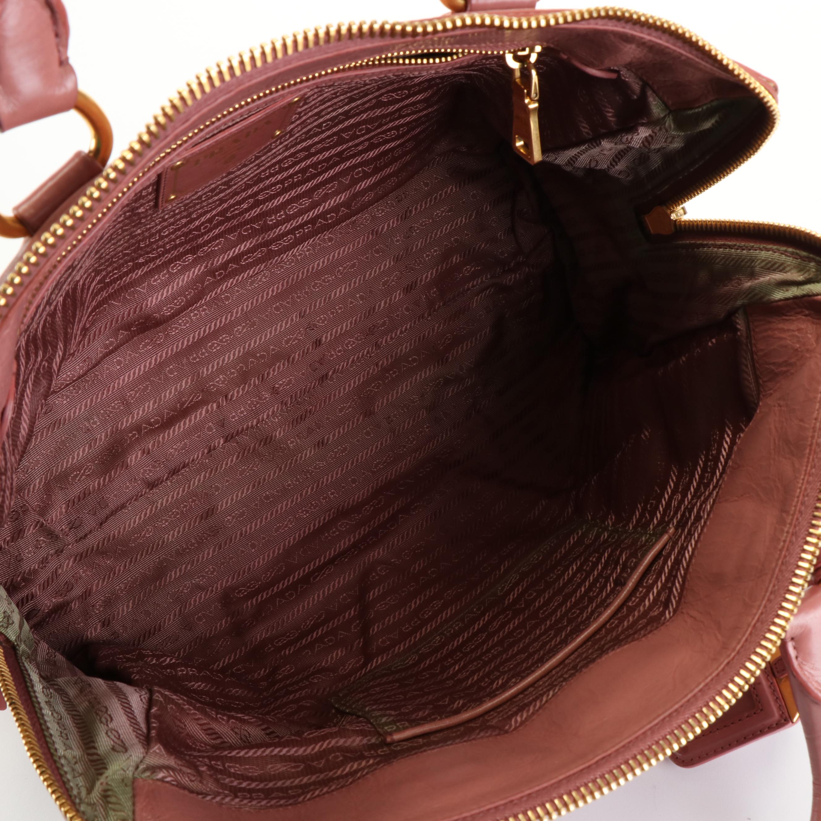 Prada Antico Vitello Shine Leather East/West Satchel Bag