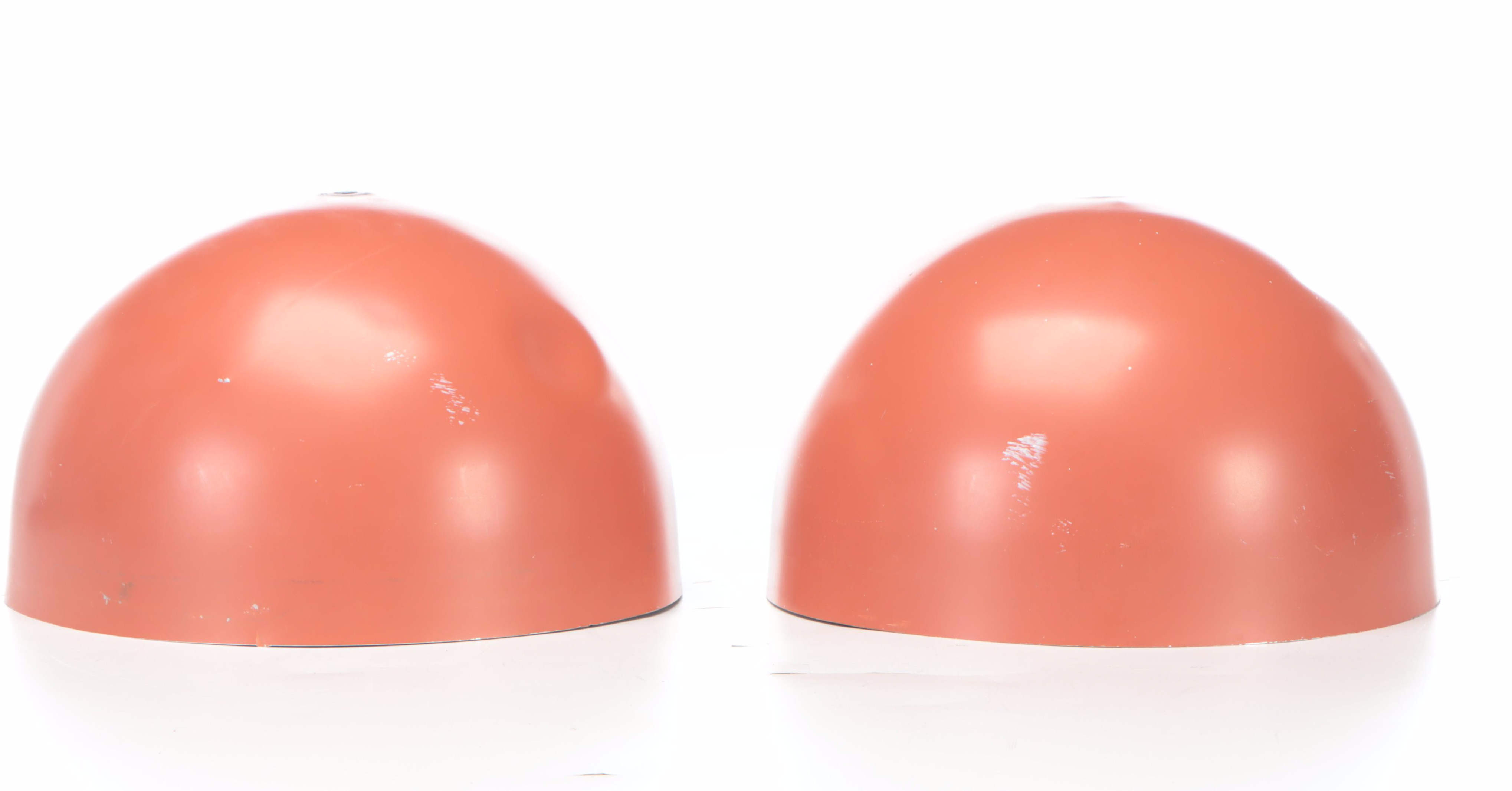 Pair of Nessen Enameled Aluminum Mushroom Lamps