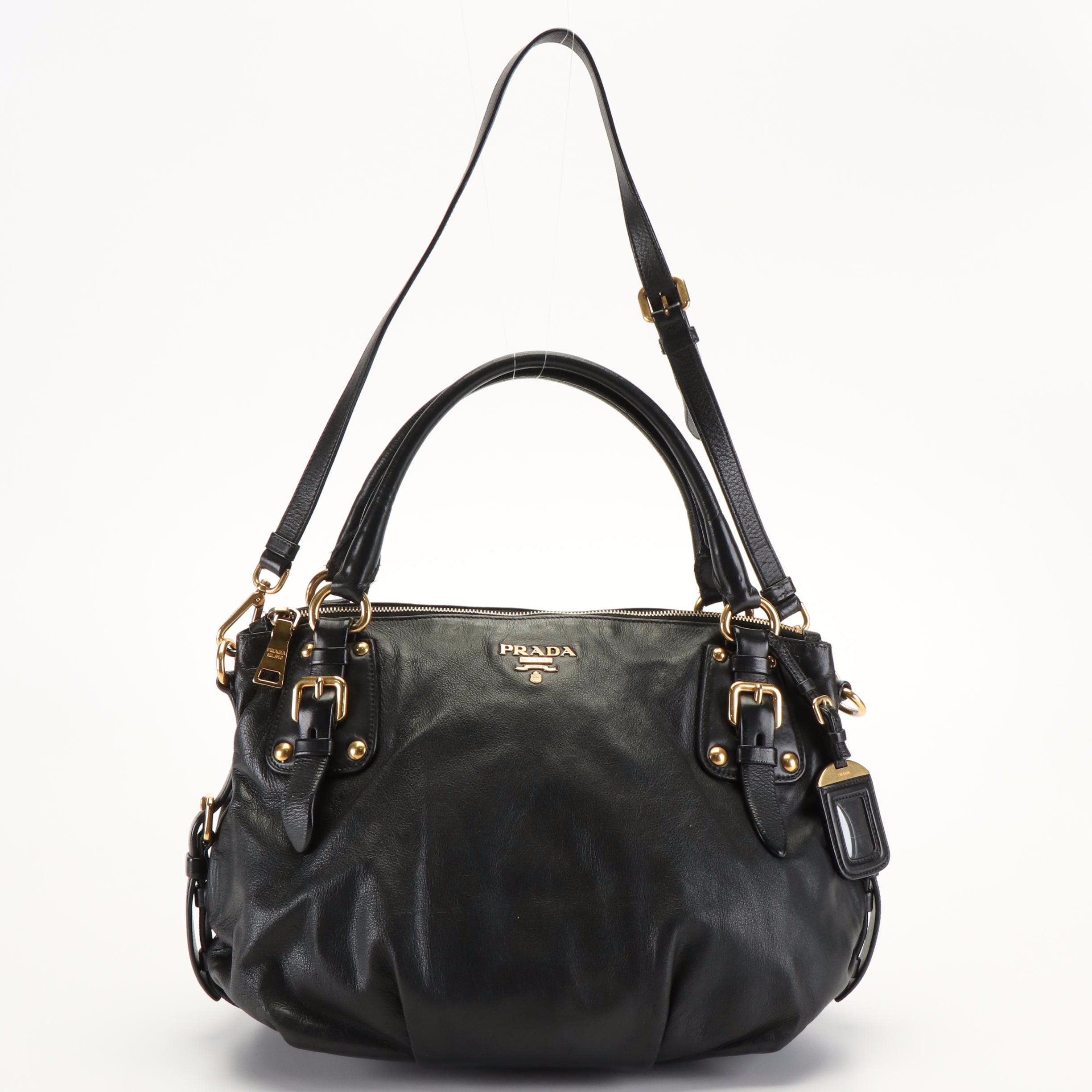 Prada 2 Way Satchel in Black Vitello Leather