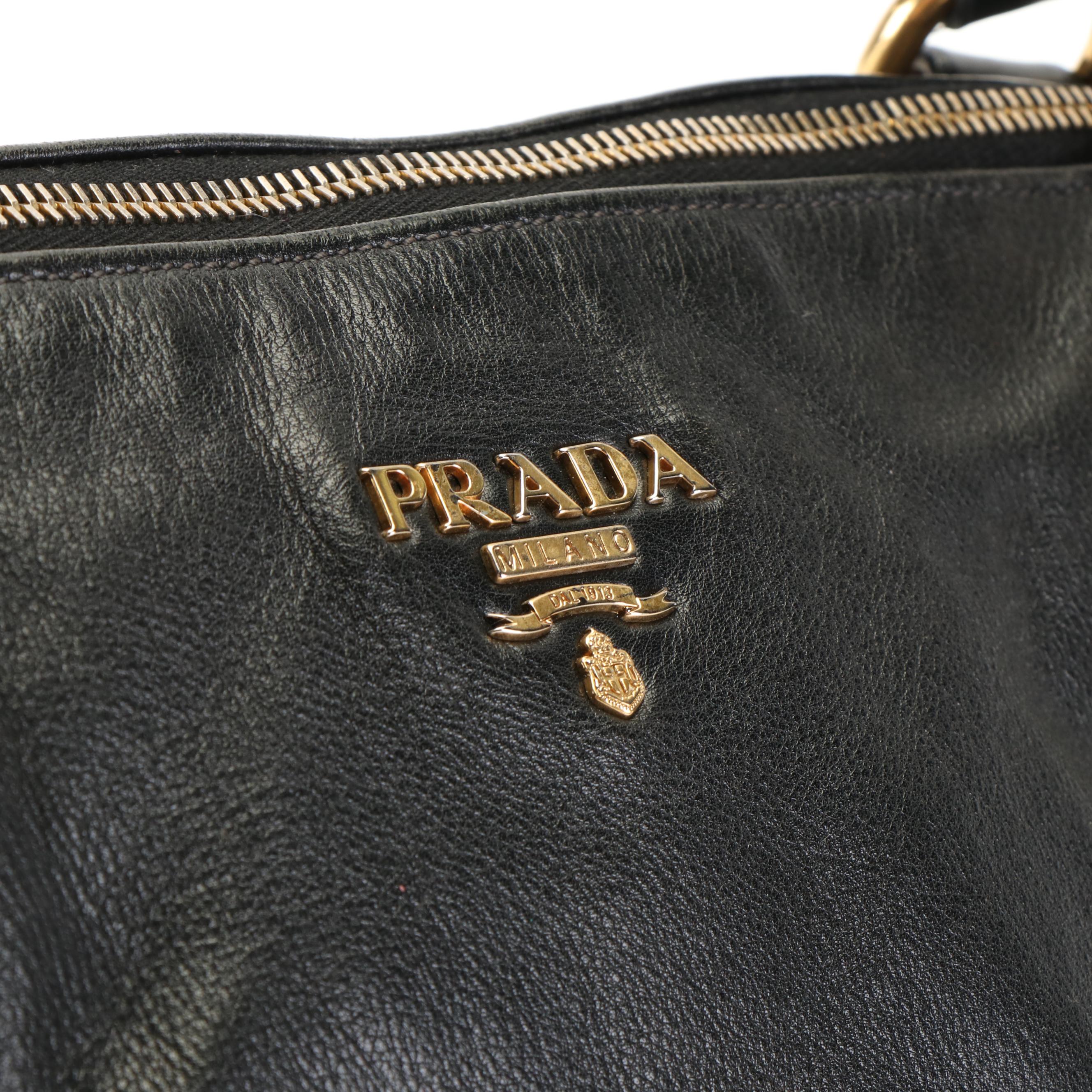 Prada 2 Way Satchel in Black Vitello Leather