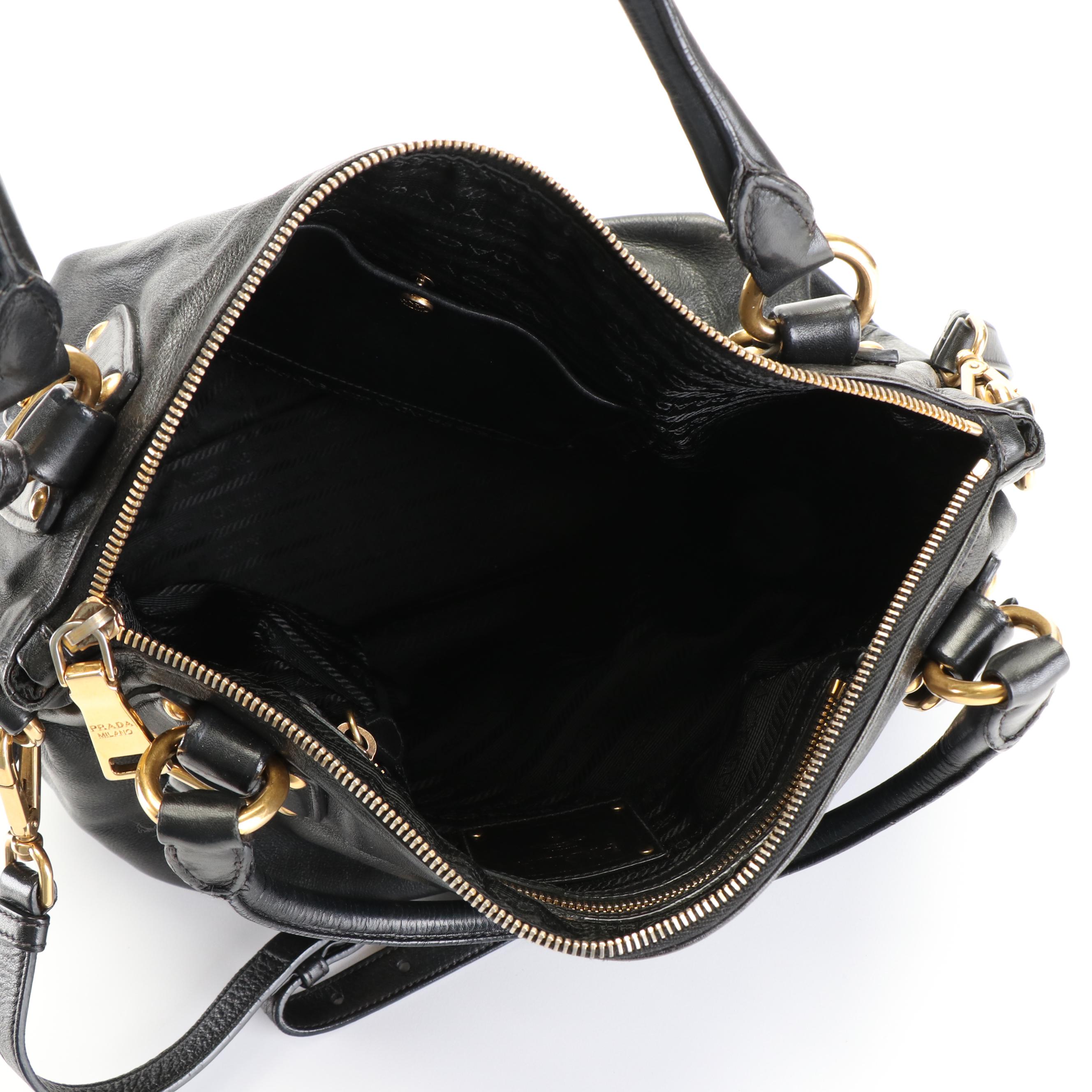 Prada 2 Way Satchel in Black Vitello Leather