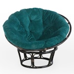 Rattan Papasan Chair with Fleece-Covered Cushion