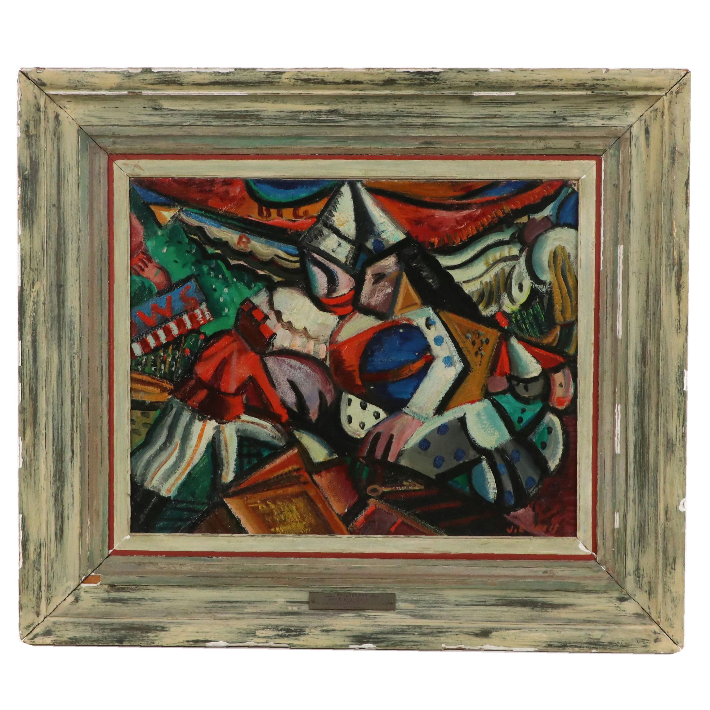 John Ellsworth Weis Modernist Oil Painting "Philosophy," 1948