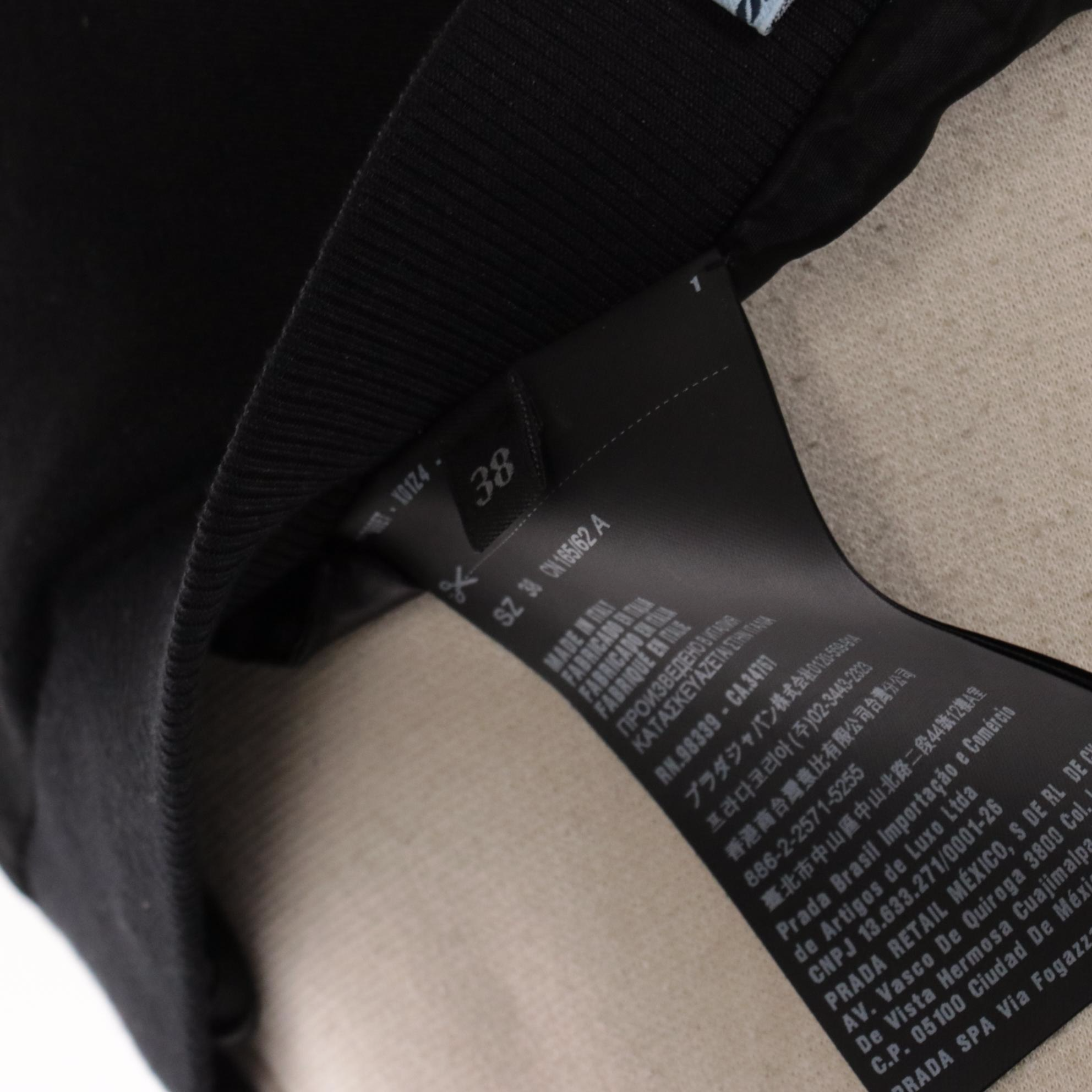 Prada Black Silk Knee-Length Skirt with Red Bead Embellishments