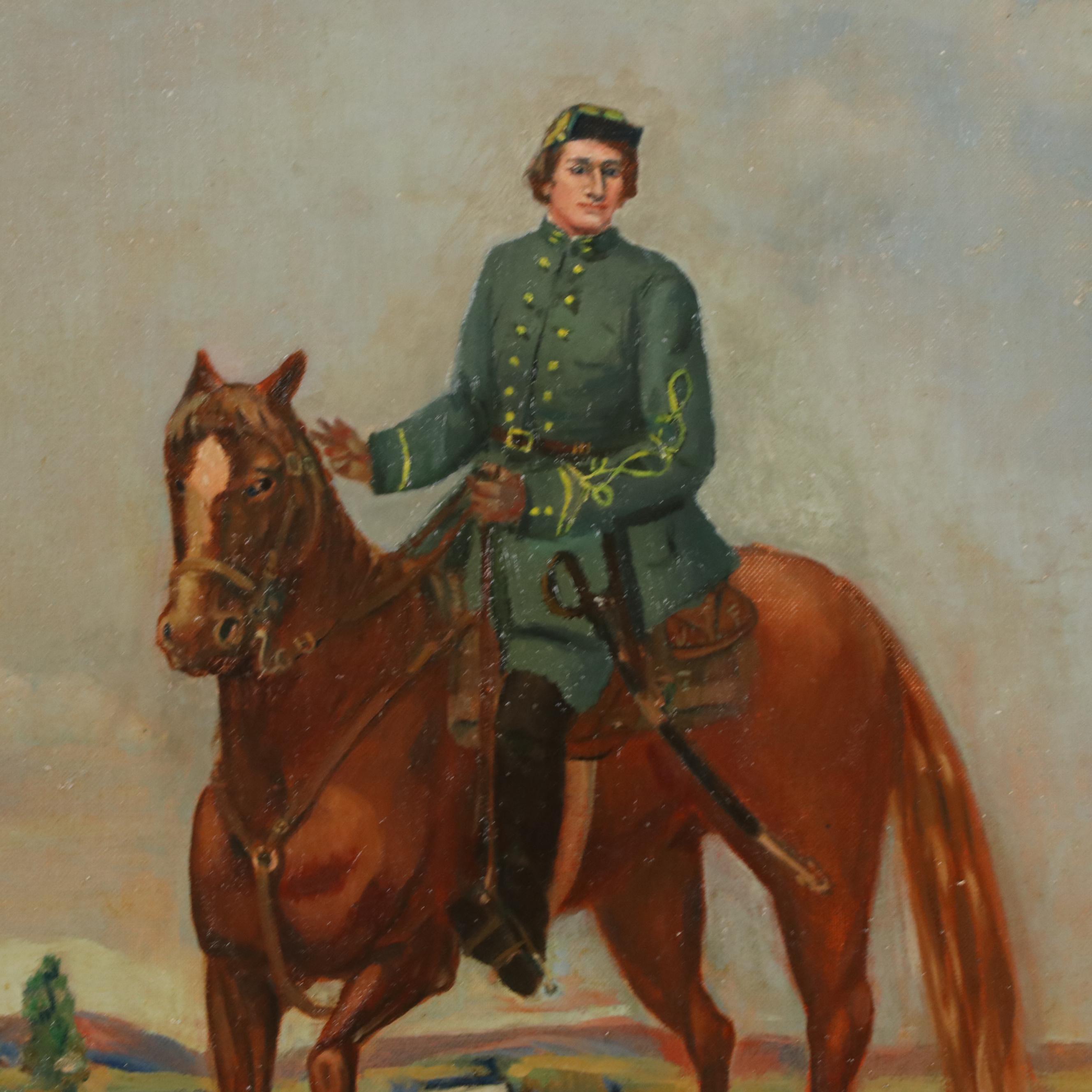 Jules Askin Portrait Oil Painting of Solider on Horse
