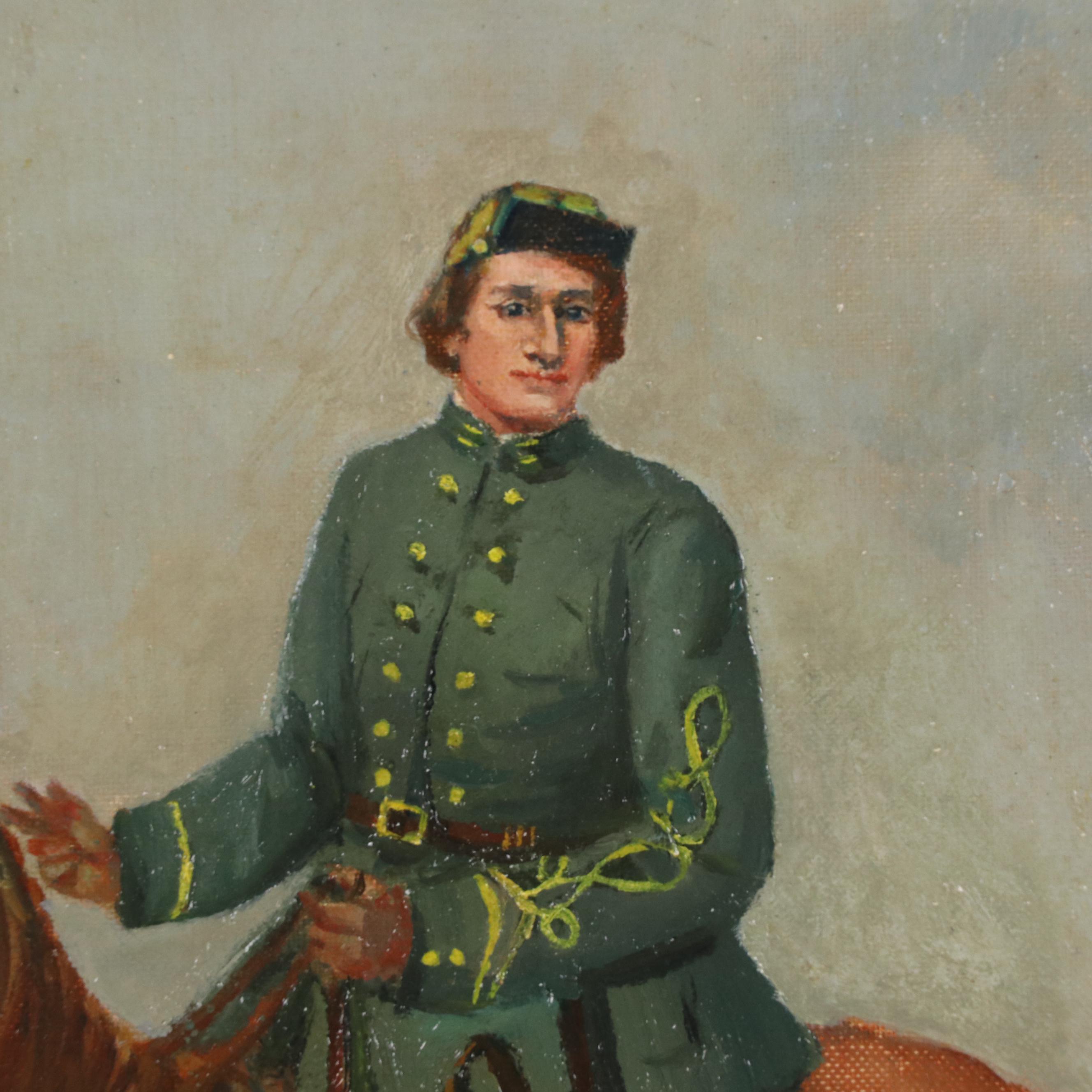 Jules Askin Portrait Oil Painting of Solider on Horse