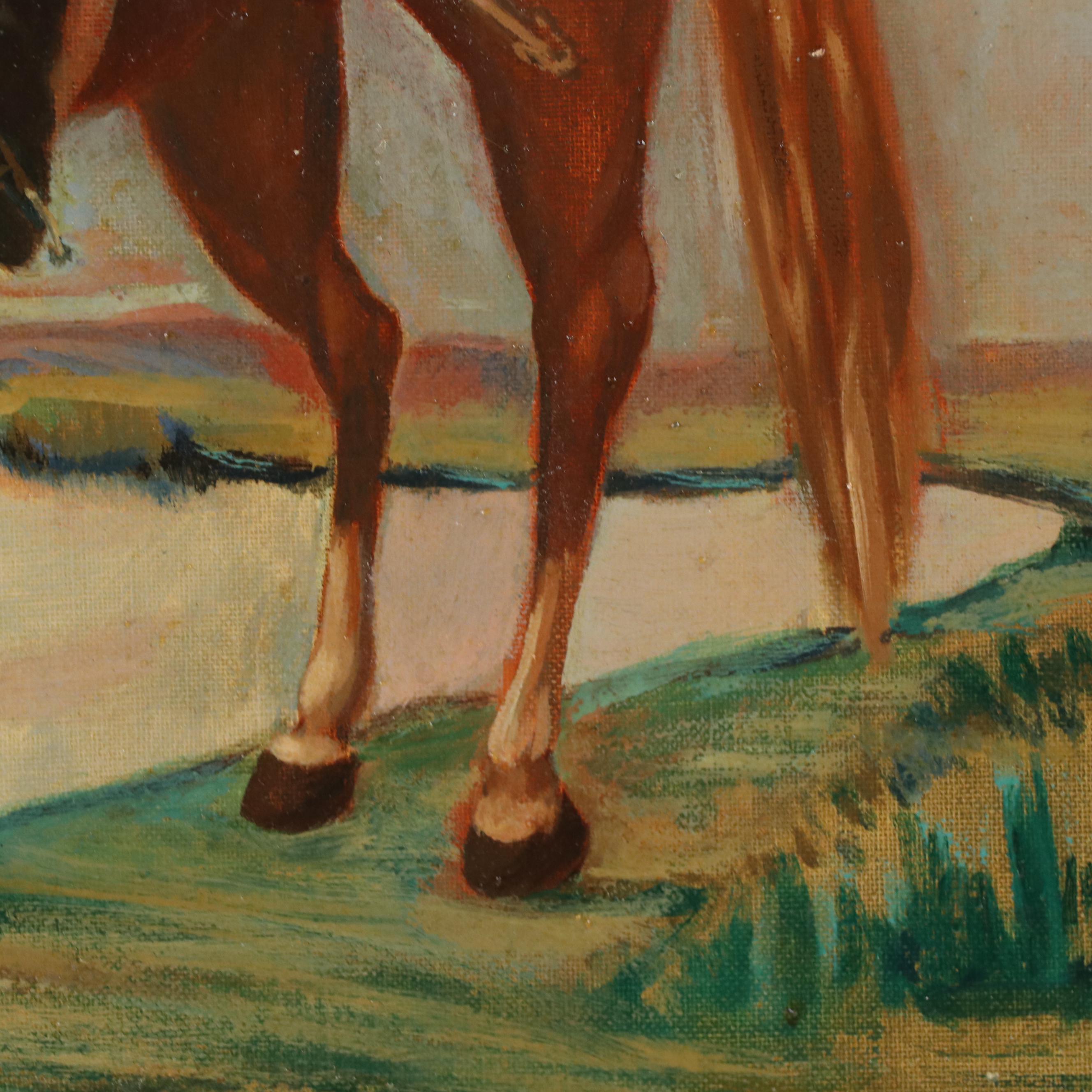 Jules Askin Portrait Oil Painting of Solider on Horse