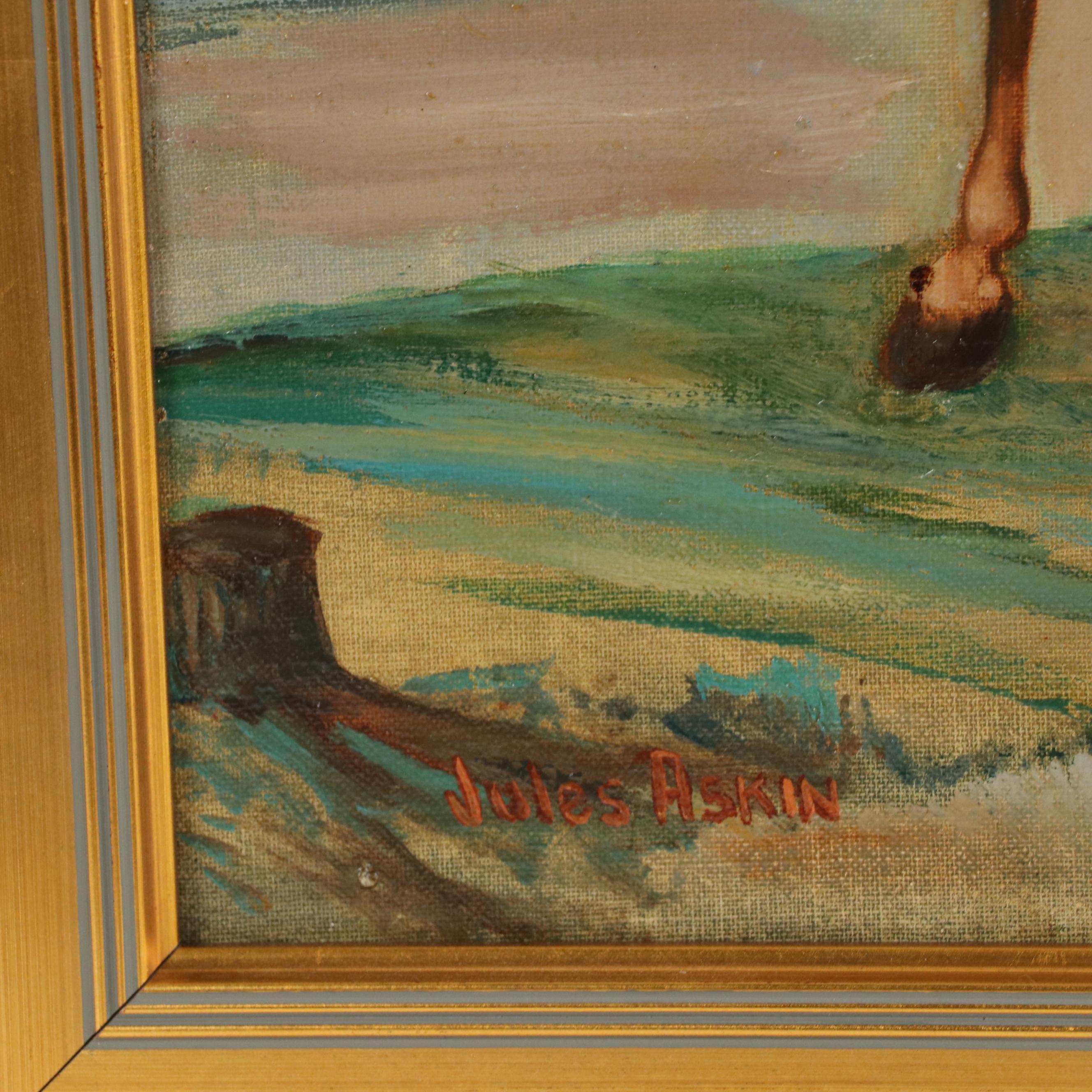 Jules Askin Portrait Oil Painting of Solider on Horse