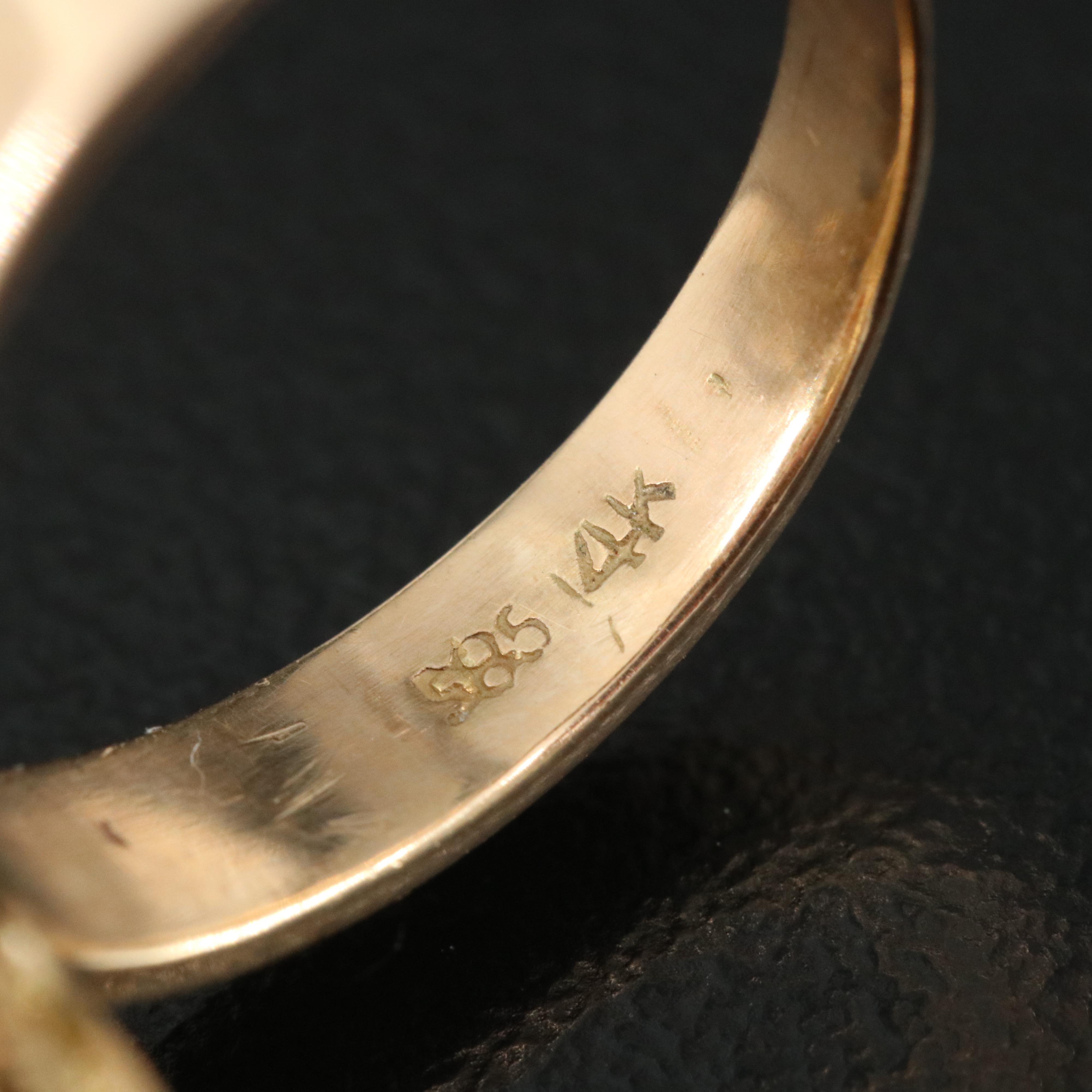 14K Carved Coral Flower Ring