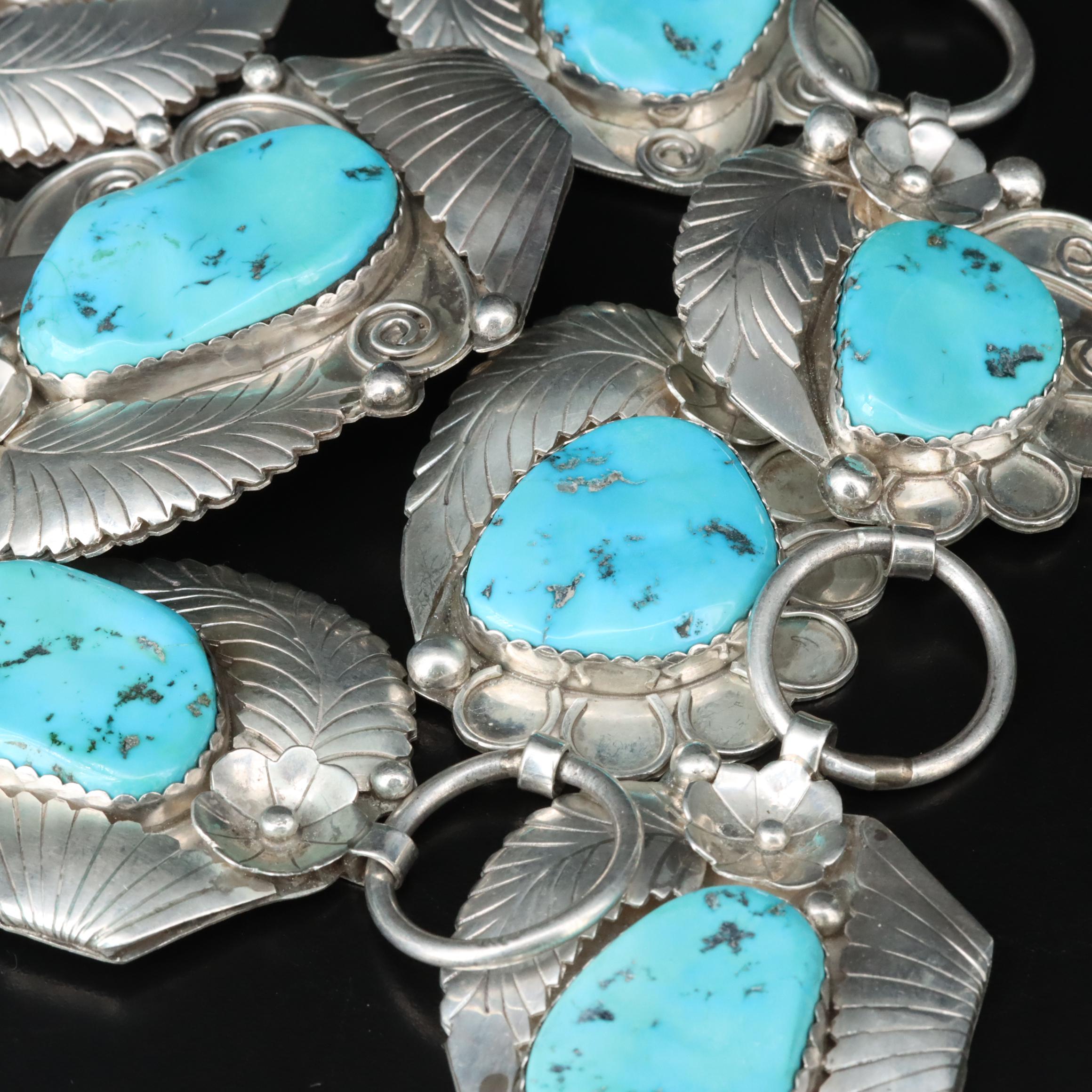 Collection of Southwestern Signed Sterling Turquoise Jewelry