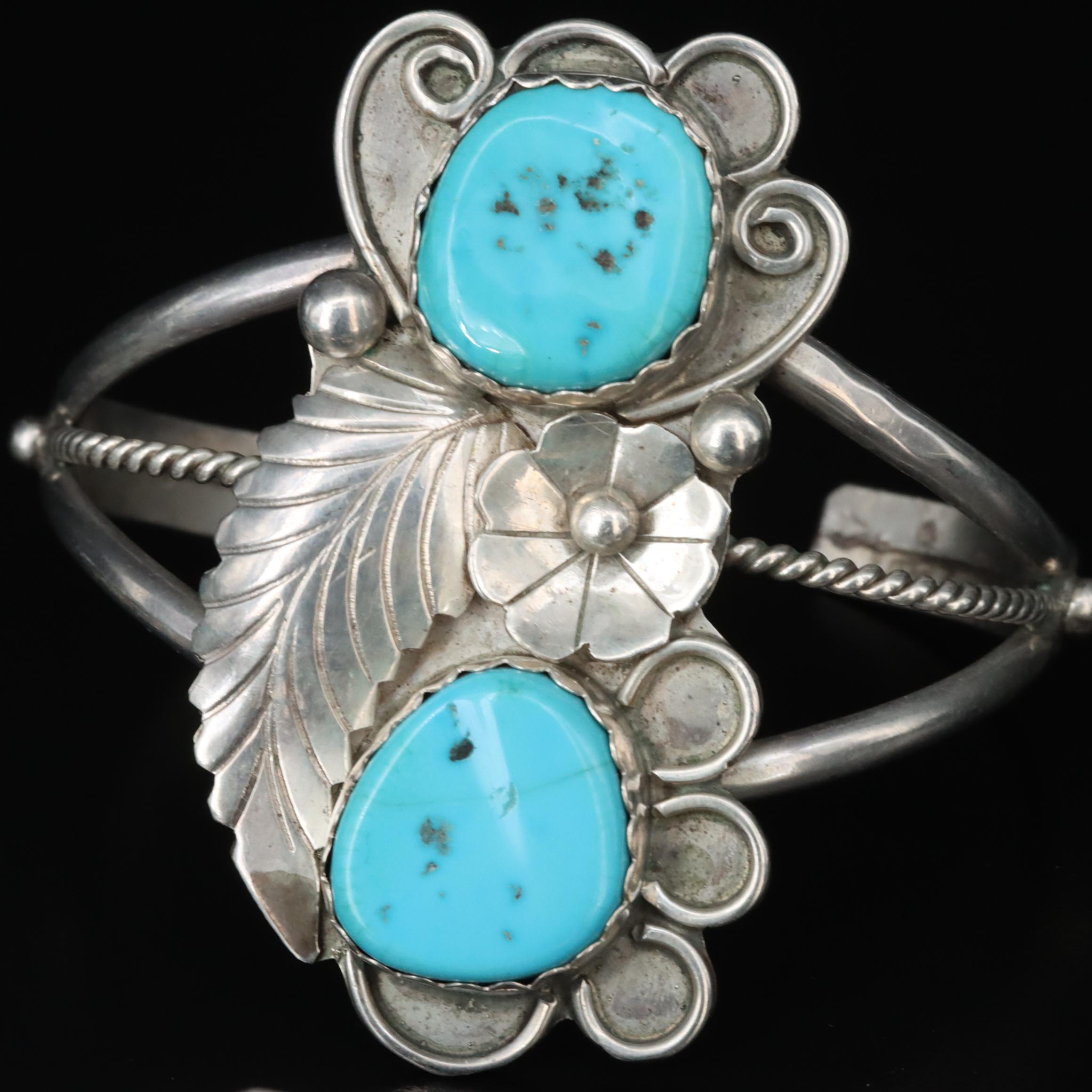 Collection of Southwestern Signed Sterling Turquoise Jewelry