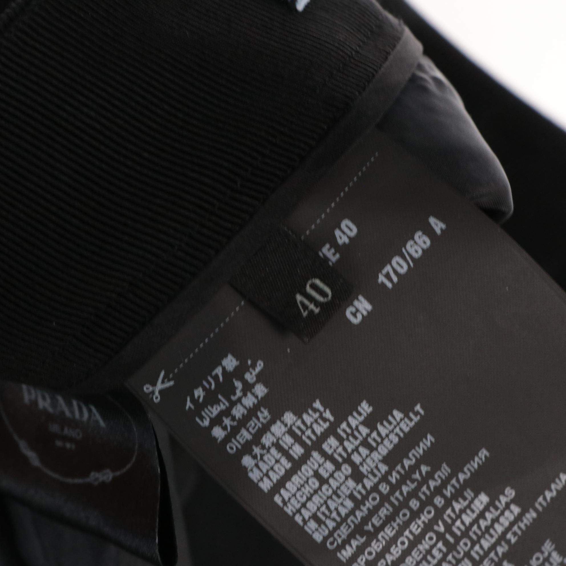 Prada Black Virgin Wool and Grosgrain Skirt