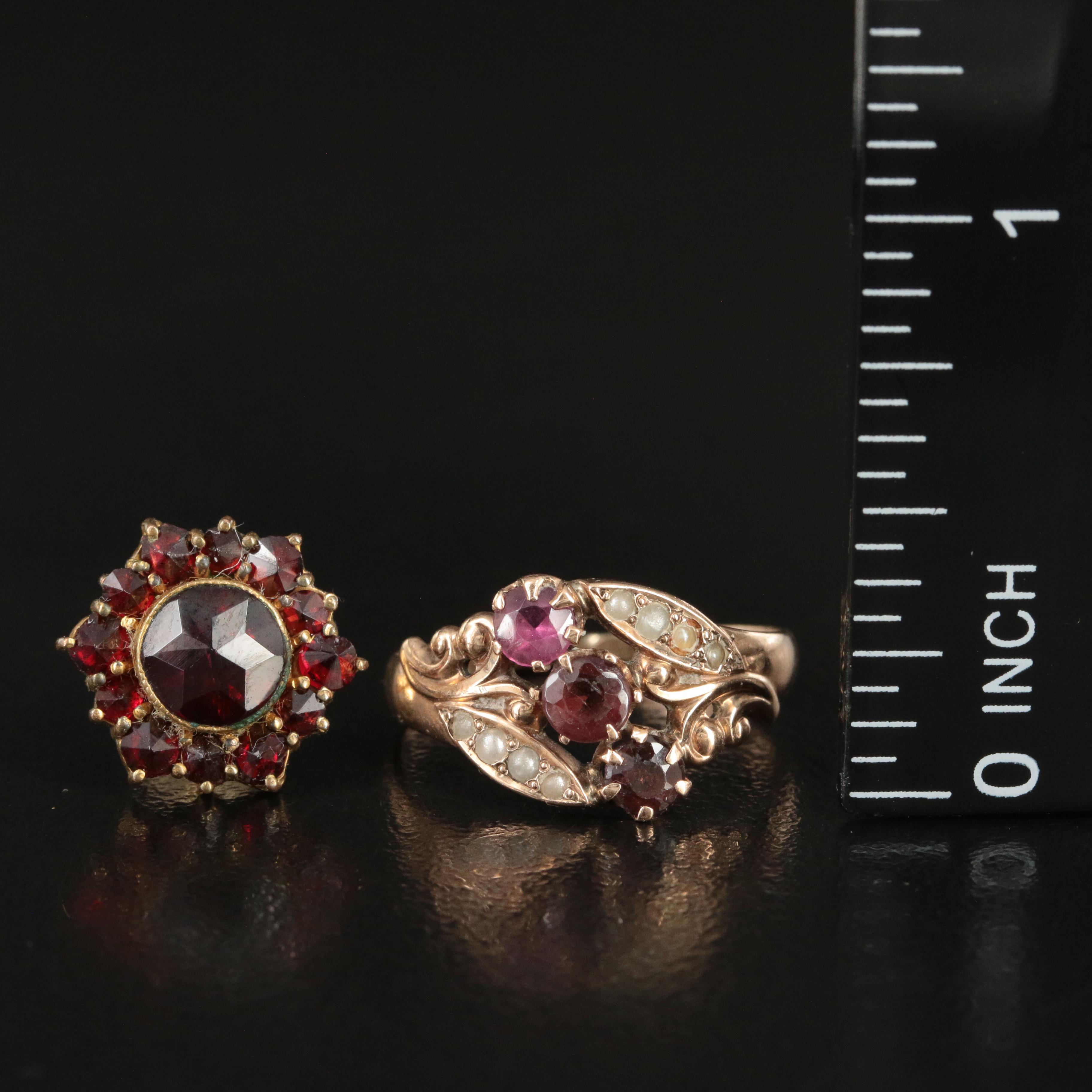 Krementz 14K Enamel Brooches and 10K Rose Gold Ring with Earrings