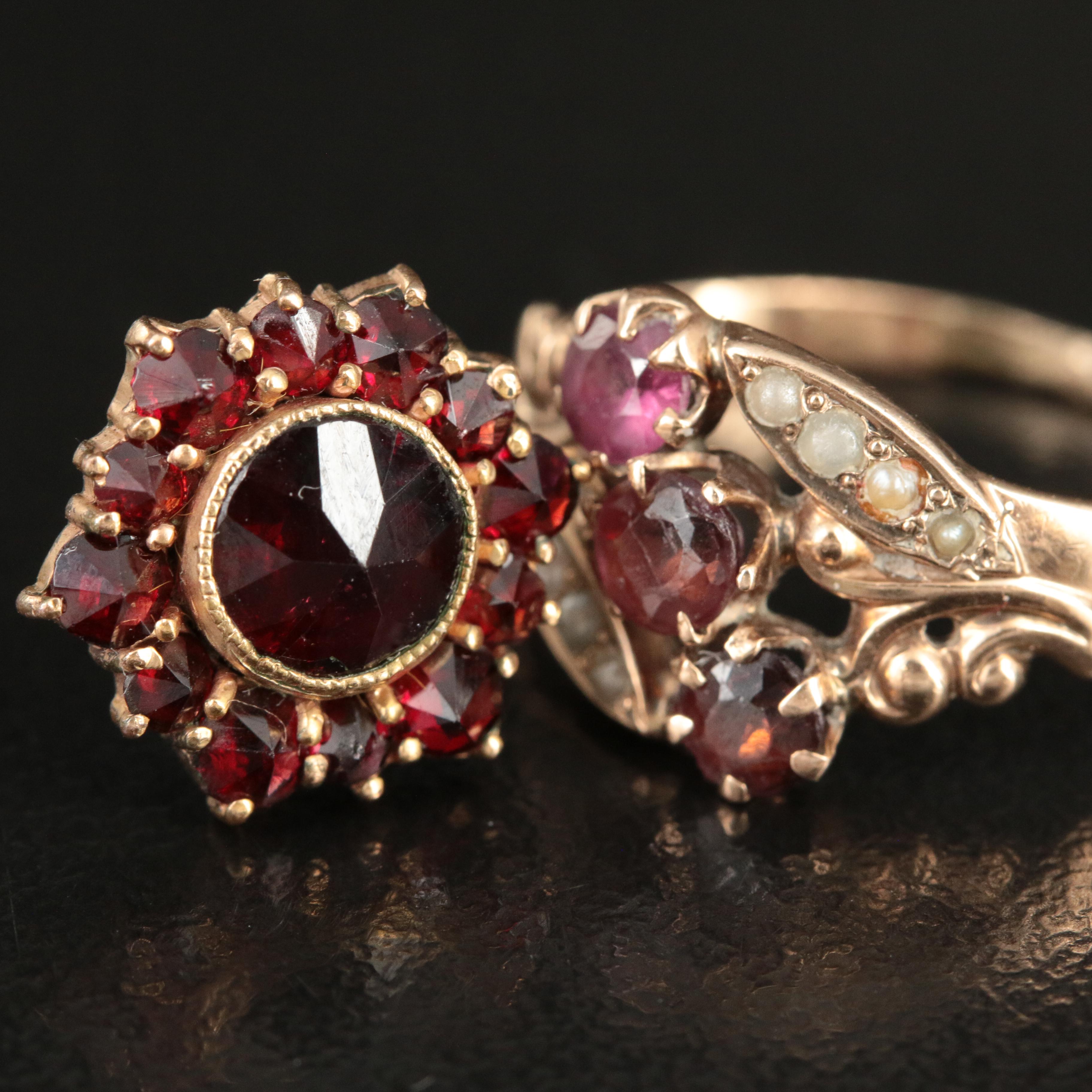 Krementz 14K Enamel Brooches and 10K Rose Gold Ring with Earrings