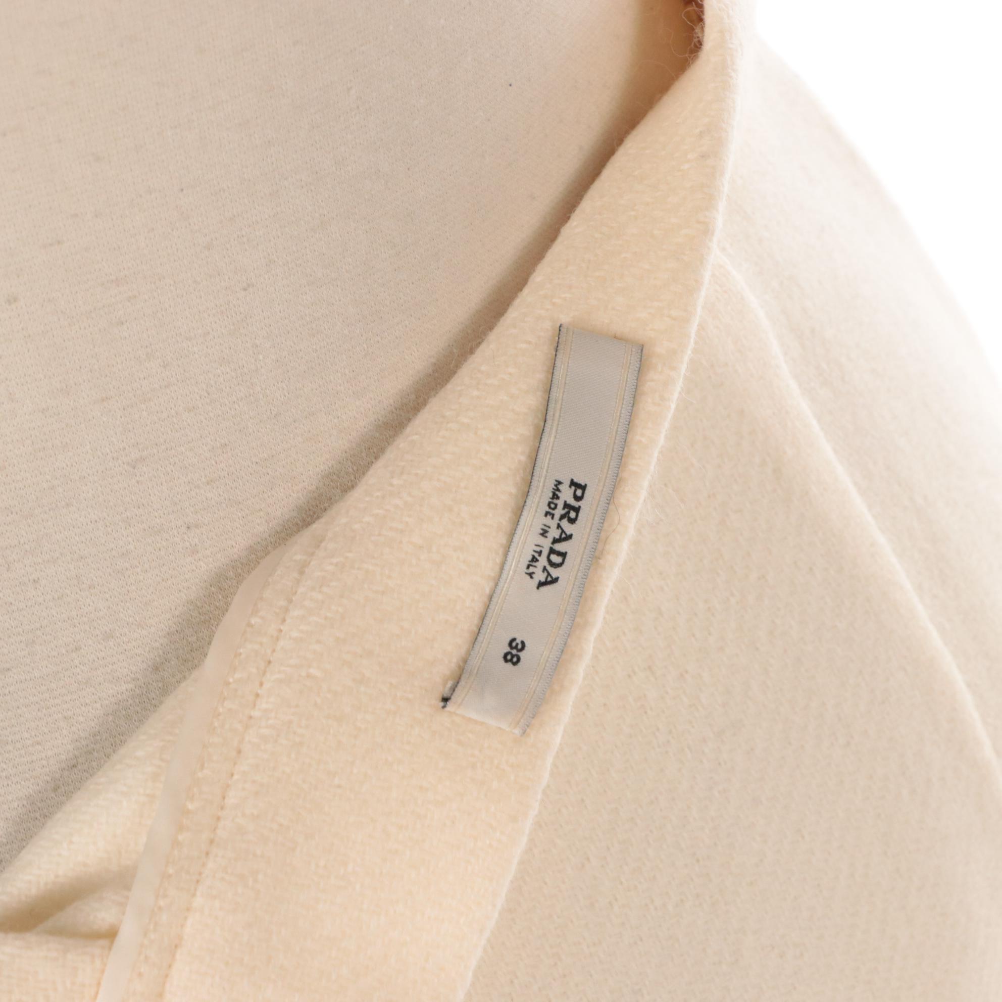 Prada Ivory Virgin Wool Skirt with Cashmere Knit Hemline