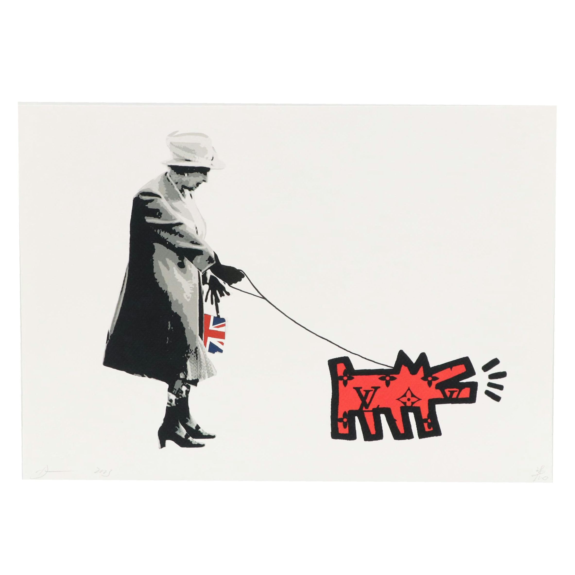 Death NYC Pop Art Graphic Print of Keith Haring x Queen Elizabeth II, 2023