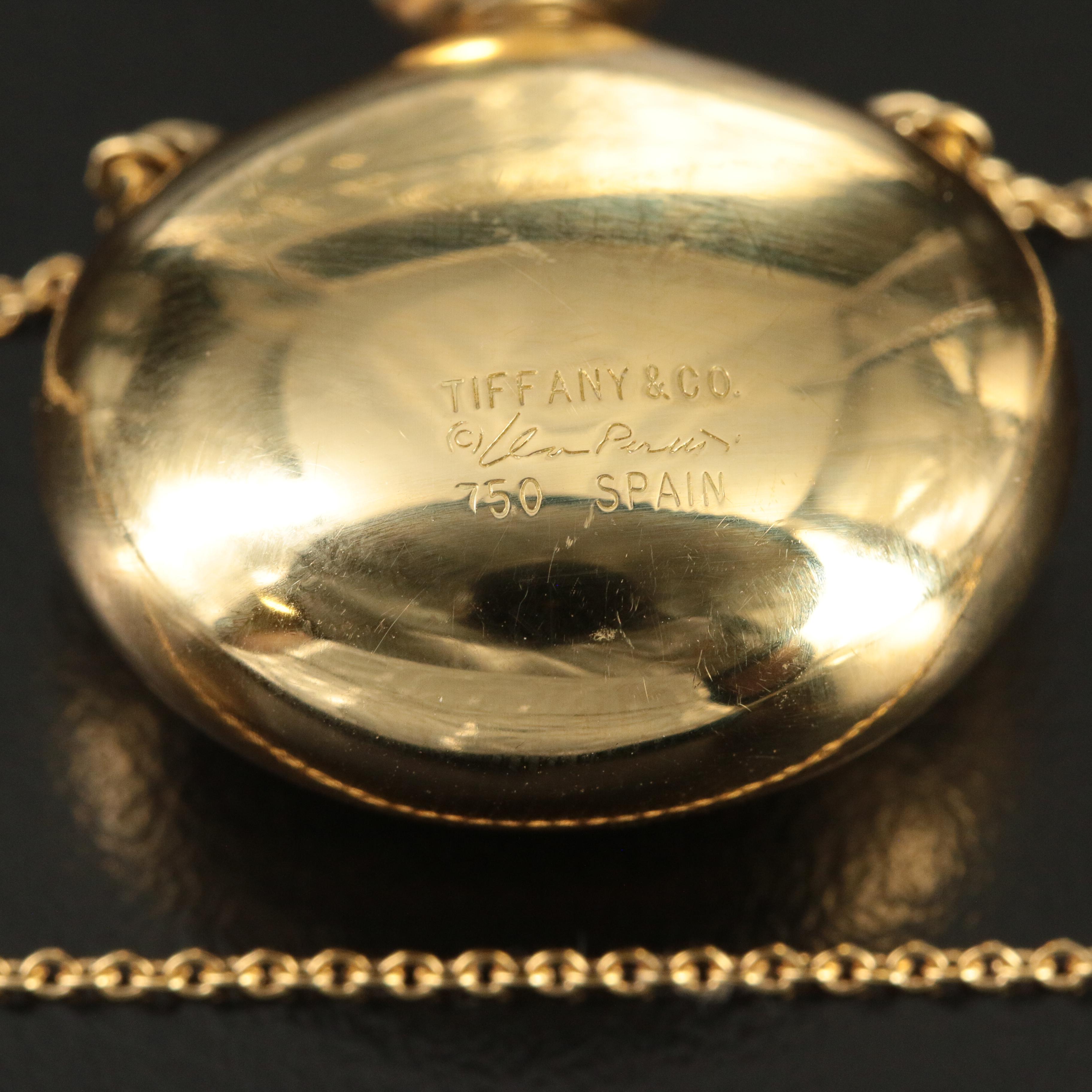 Elsa Peretti for Tiffany & Co. 18K Perfume Bottle Necklace with Coral Stopper