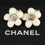 Chanel CC Logo Daisy Clip Earrings, Spring 2005