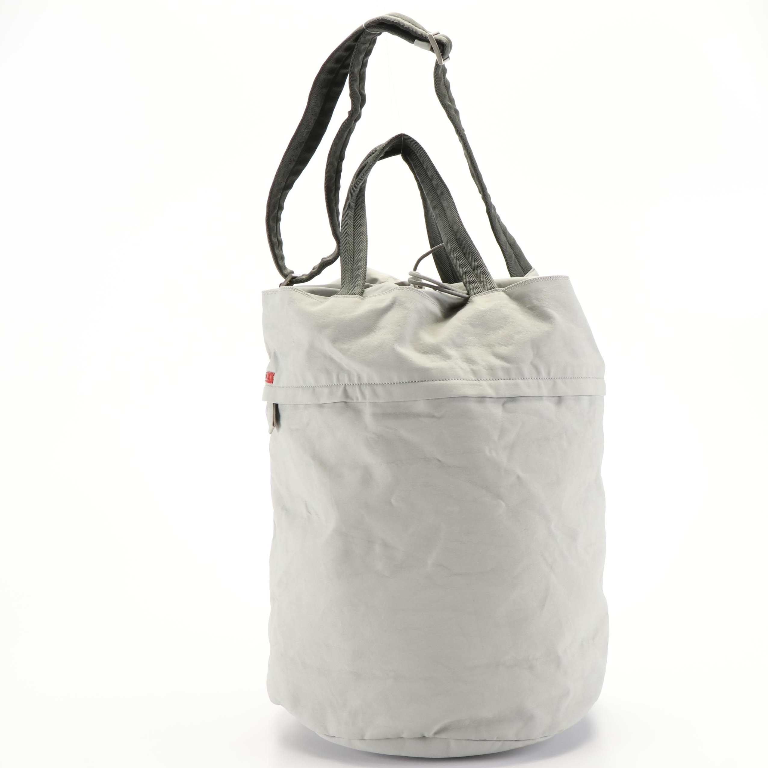 Prada 2 Way Bucket Crossbody Bag in Gray Nylon