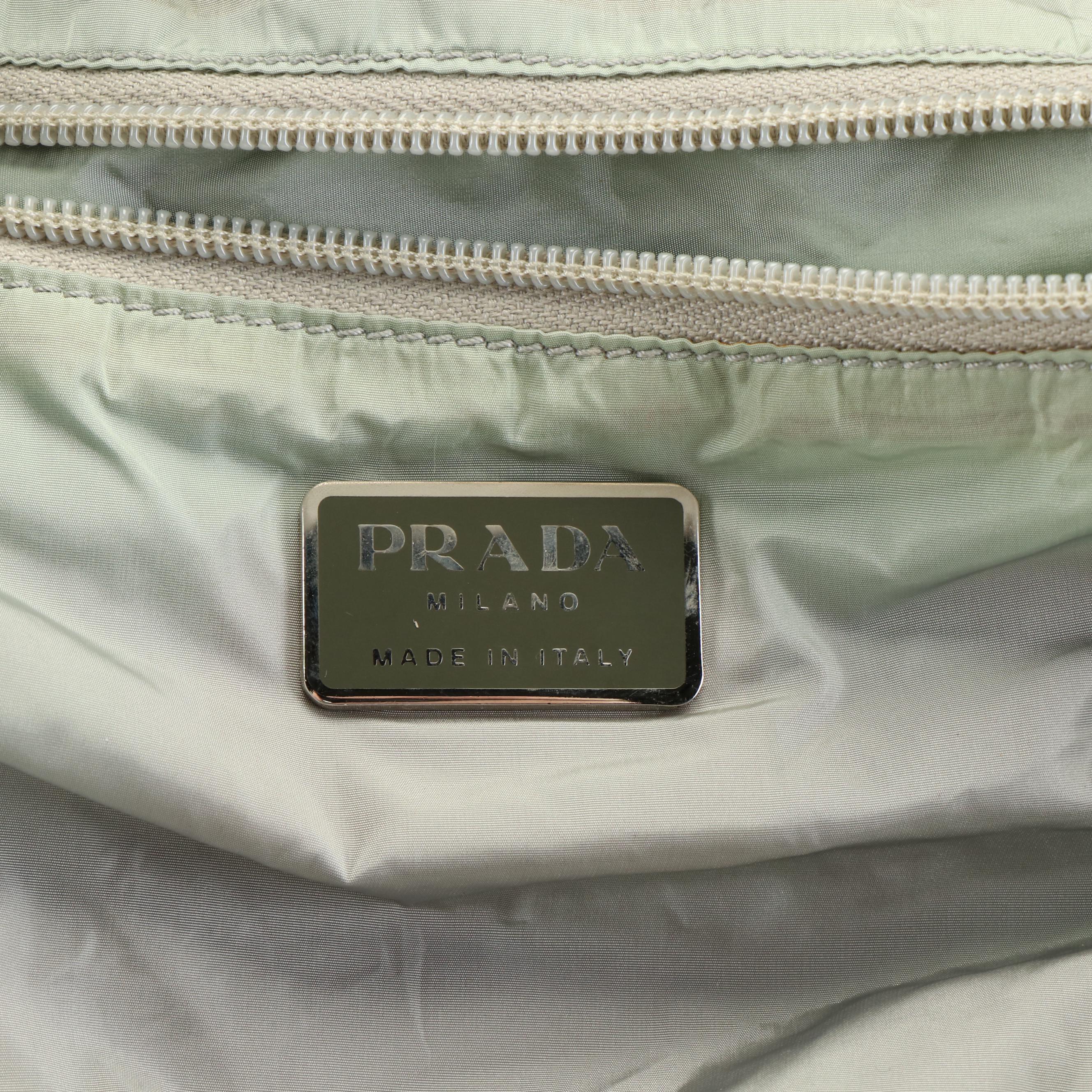 Prada 2 Way Bucket Crossbody Bag in Gray Nylon