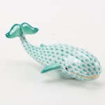 Herend Green Fishnet with Gold "Whale" Porcelain Figurine