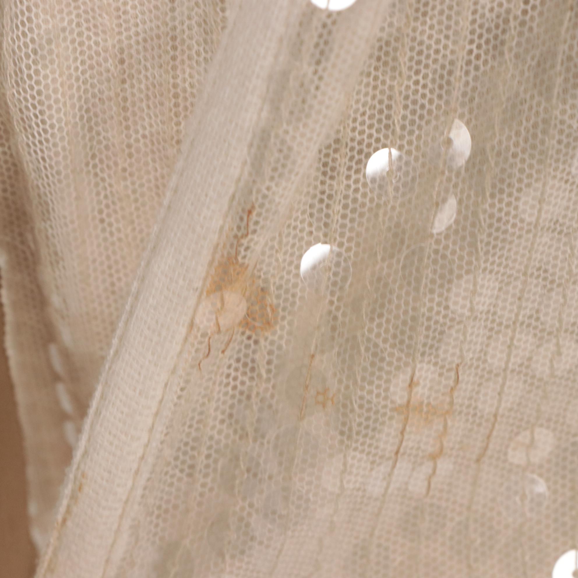 Prada Sheer Sequin Embellished Cotton Belted Maxi Blouse