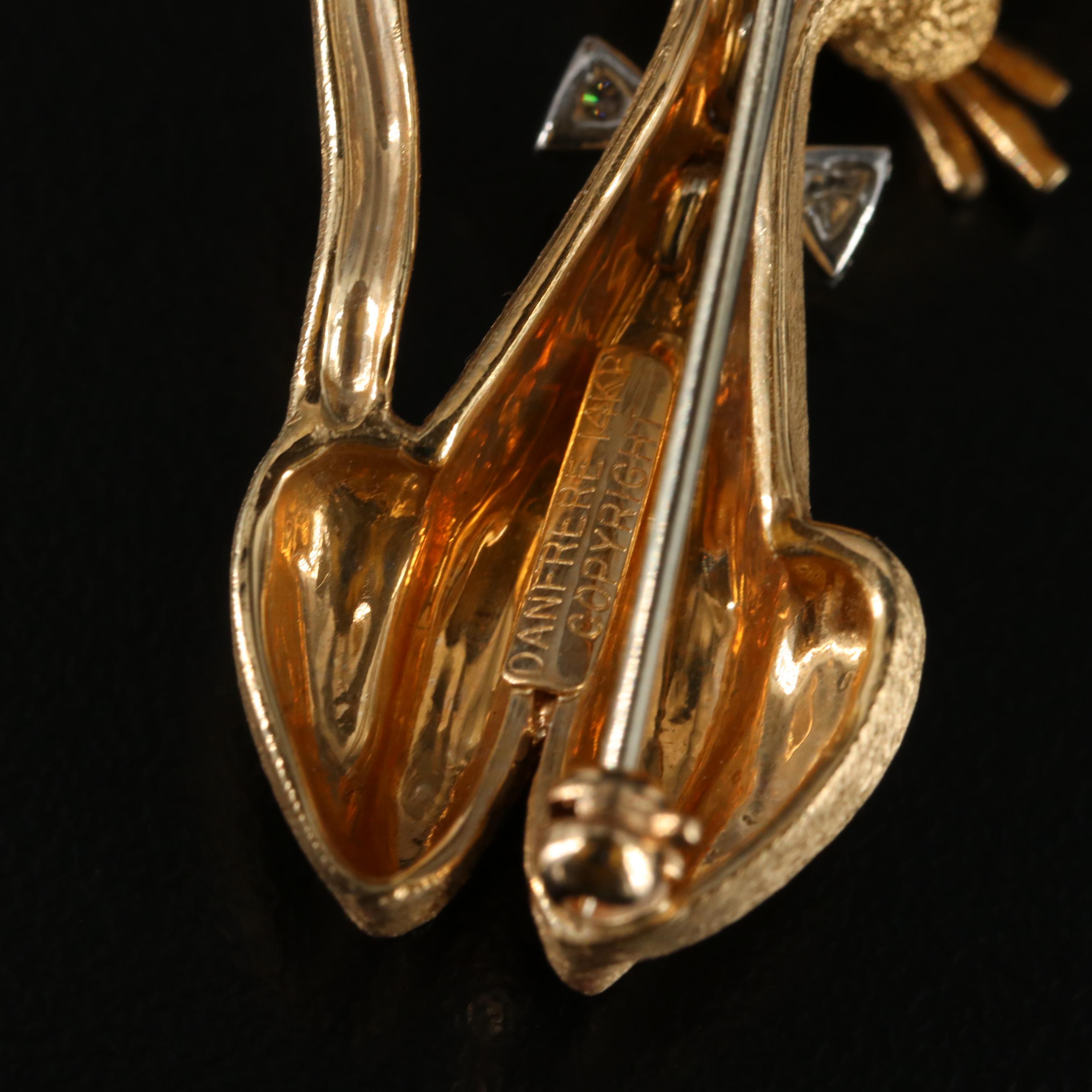 Dan Frere 14K Diamond, Ruby, Black Onyx and Enamel Cat Pin/Brooch