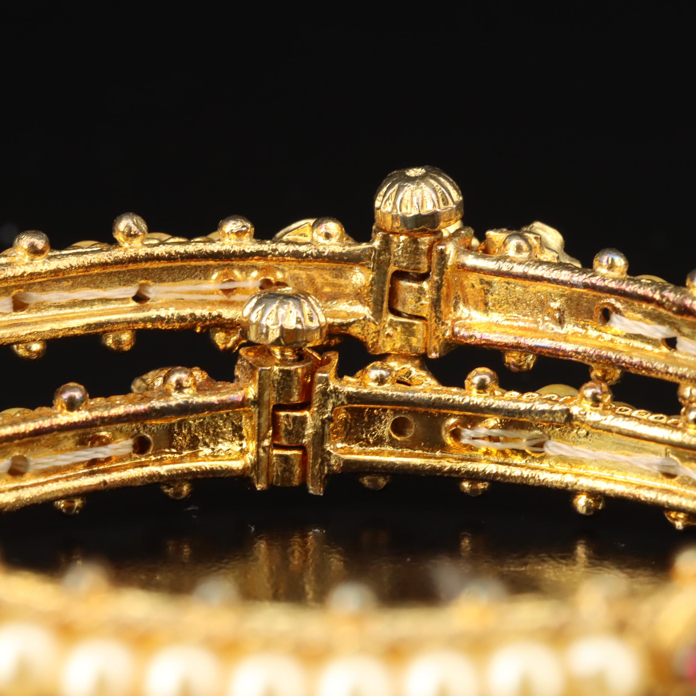 Faux Pearl and Glass Hinged Bracelets