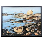 Kathy Anderson Landscape Oil and Acrylic Painting Of A Rocky Shoreline, 2023