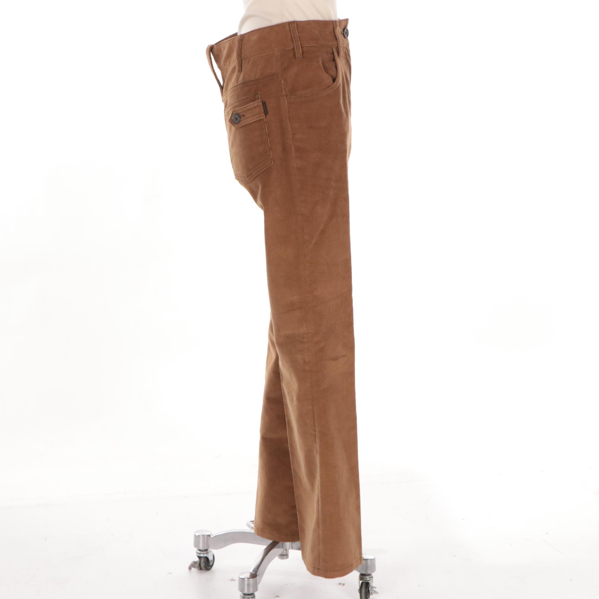 Prada Caramel Brown Corduroy Straight Leg Pants