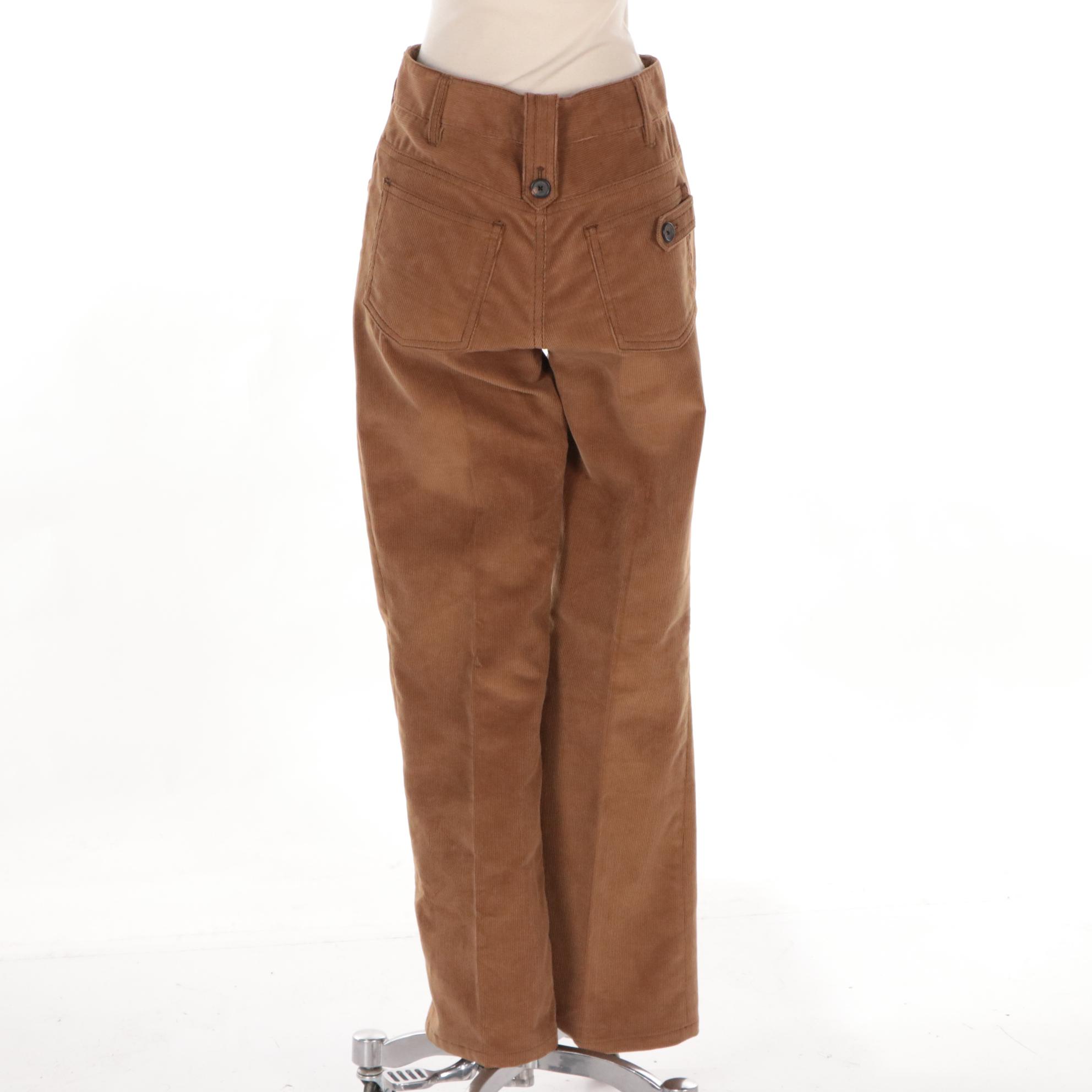 Prada Caramel Brown Corduroy Straight Leg Pants