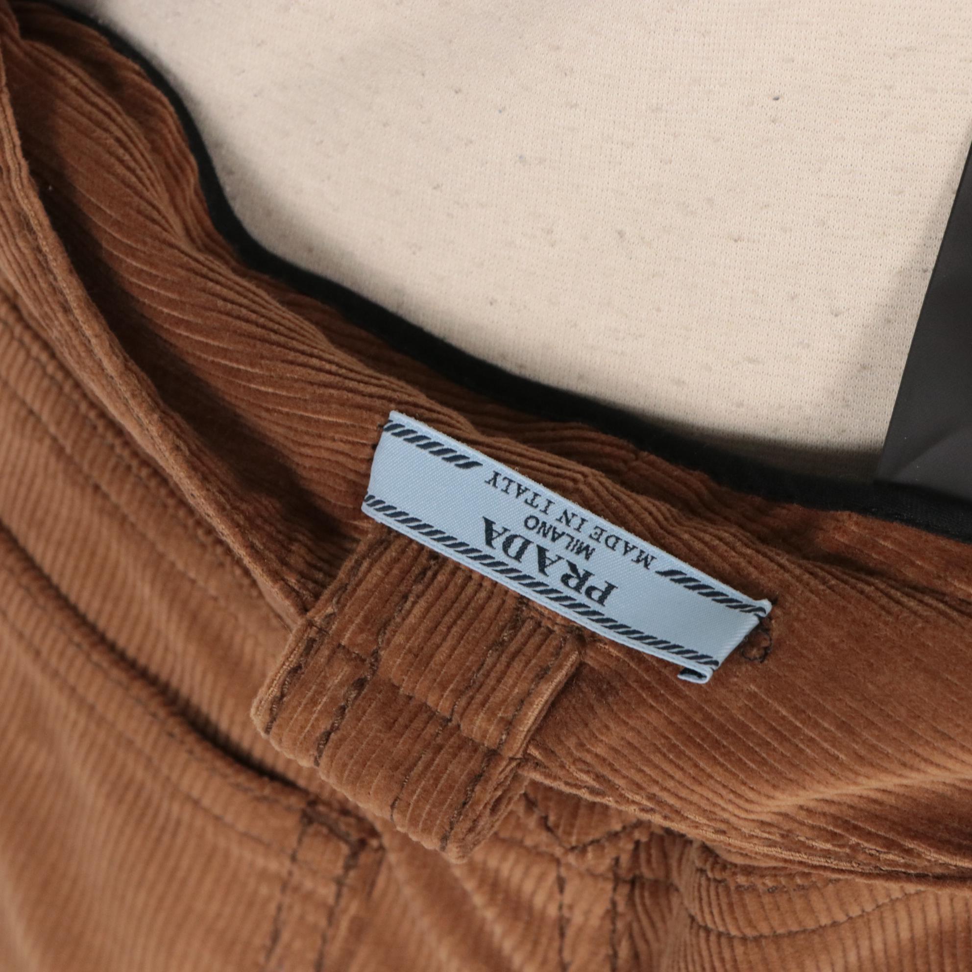 Prada Caramel Brown Corduroy Straight Leg Pants