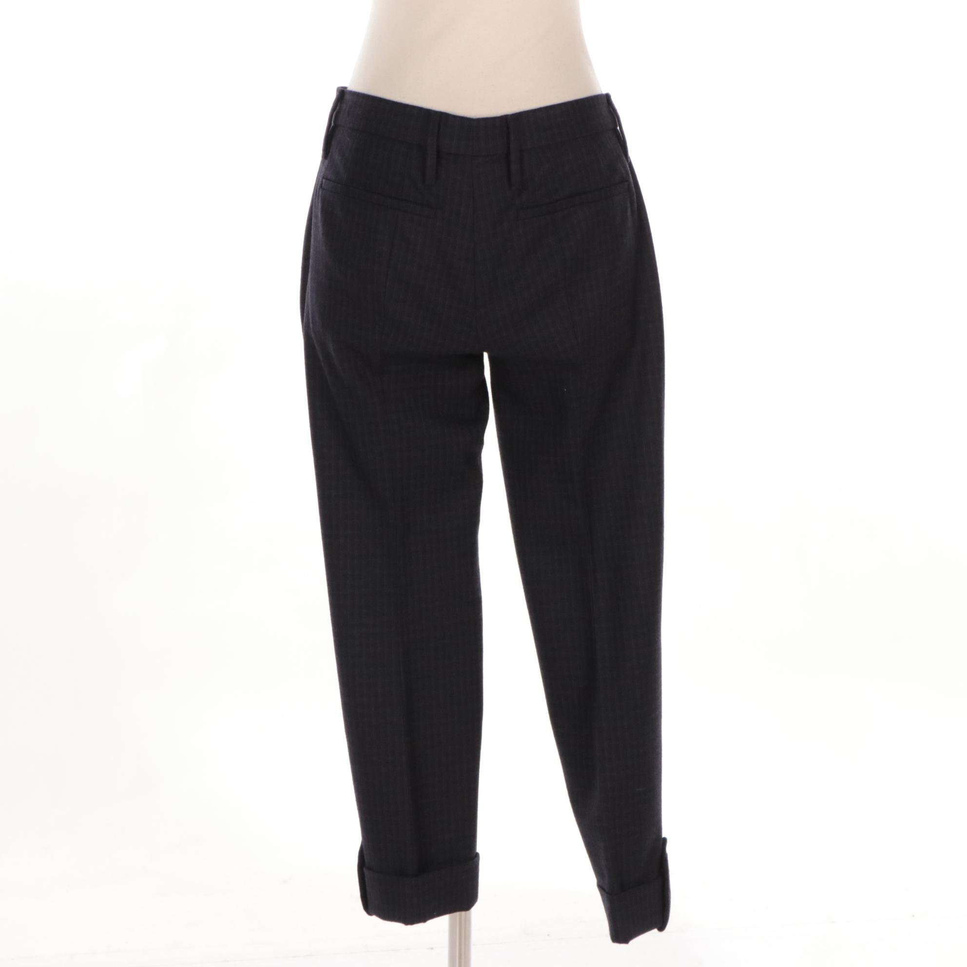 Prada Tweed Look Cuffed Crop Pant