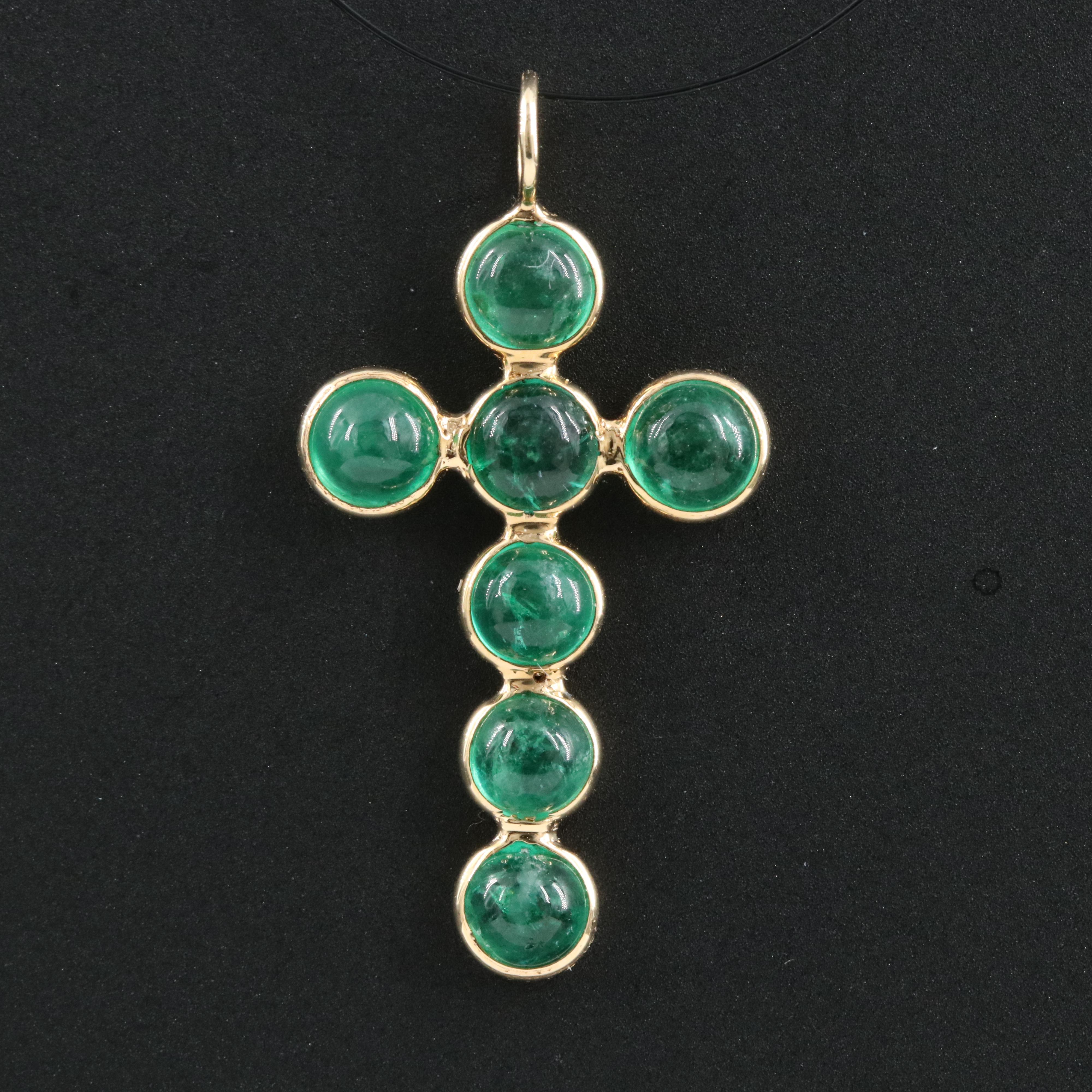 18K Emerald Cross Pendant