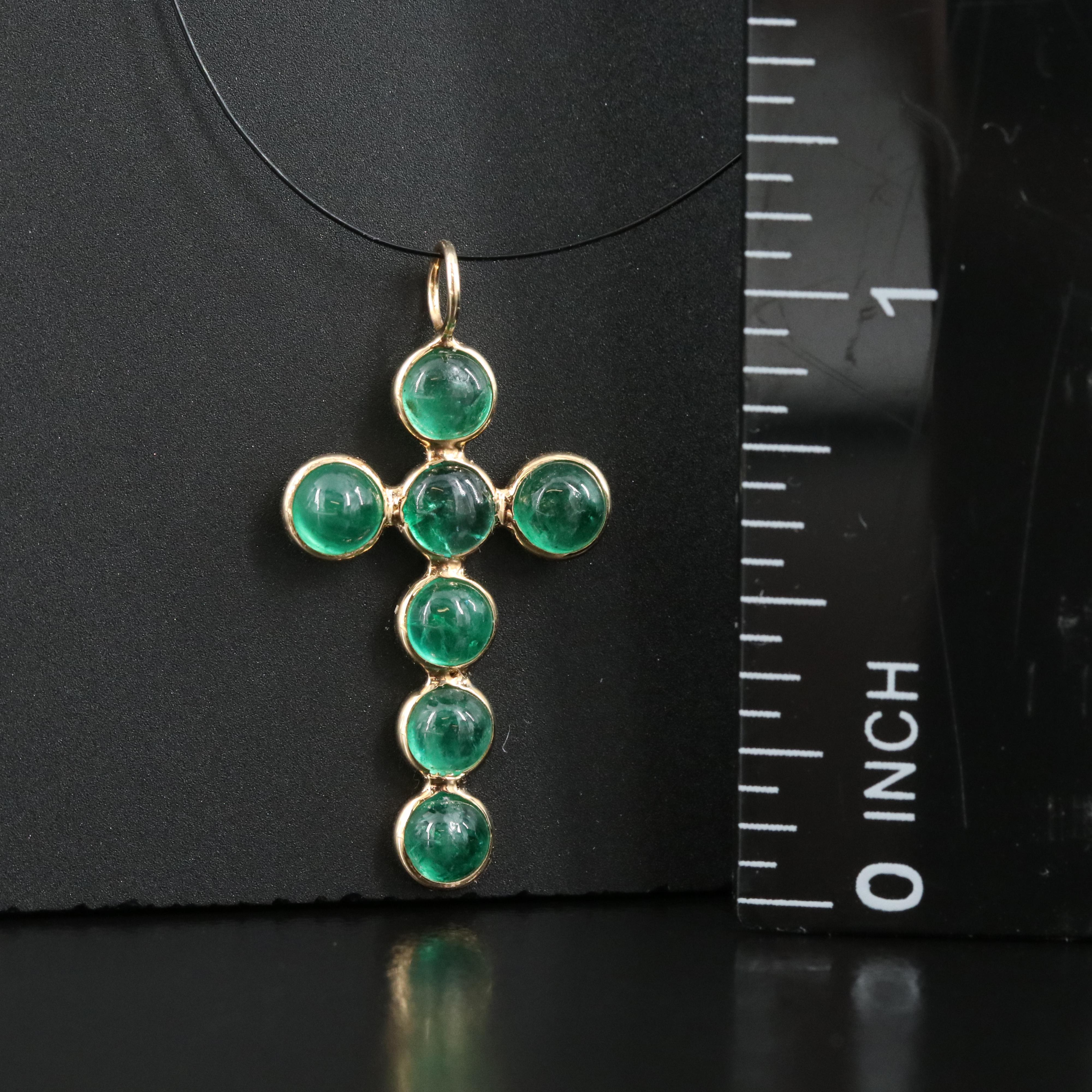 18K Emerald Cross Pendant