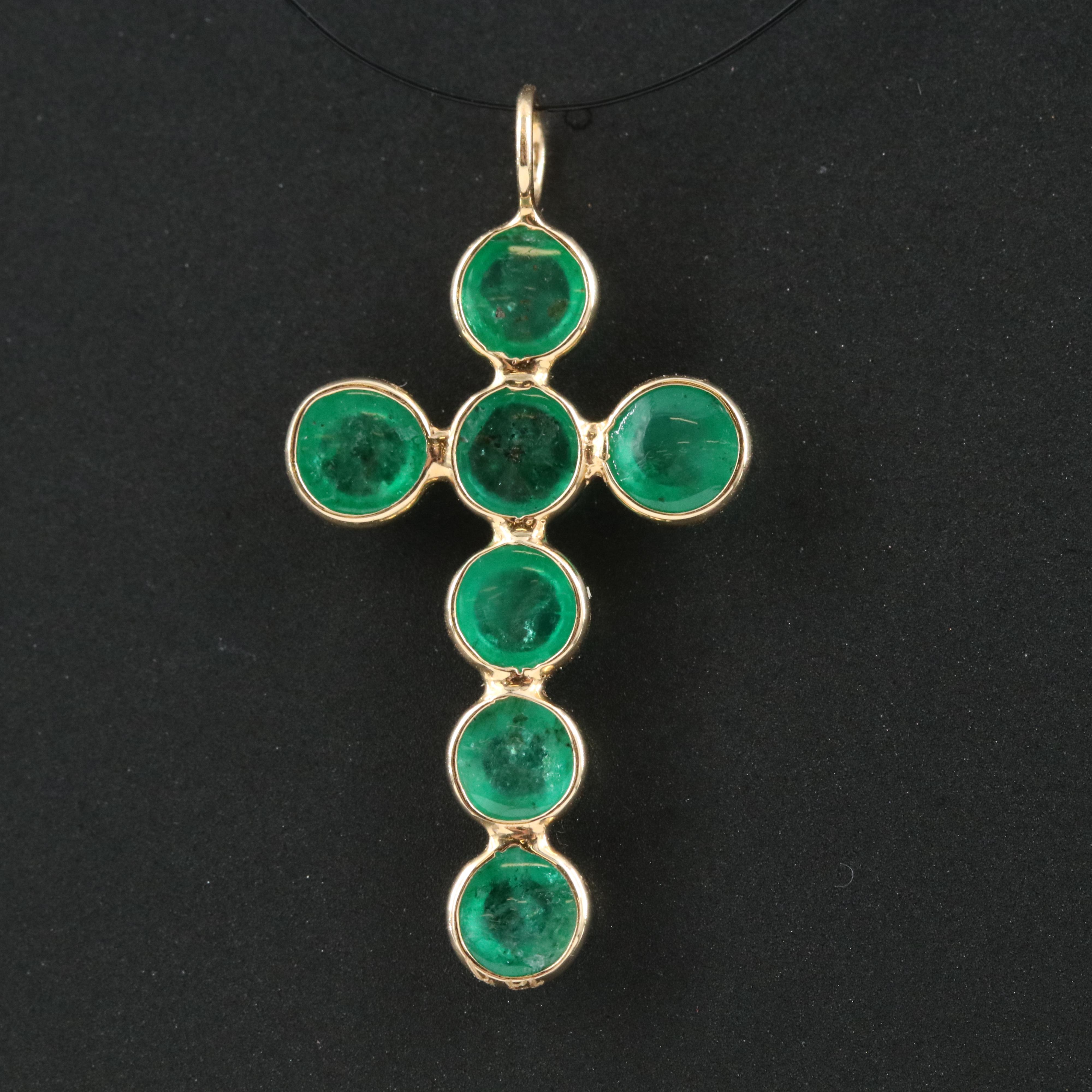 18K Emerald Cross Pendant