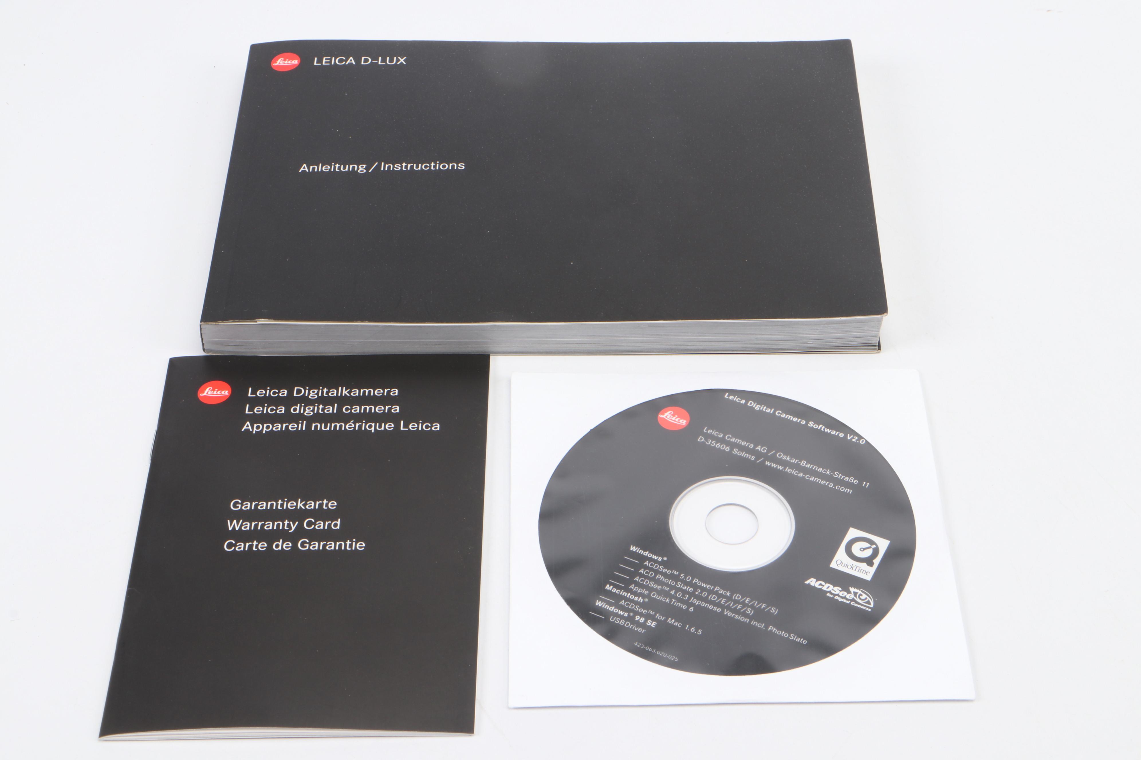 Leica D-Lux Digital Camera and Battery Charger with More