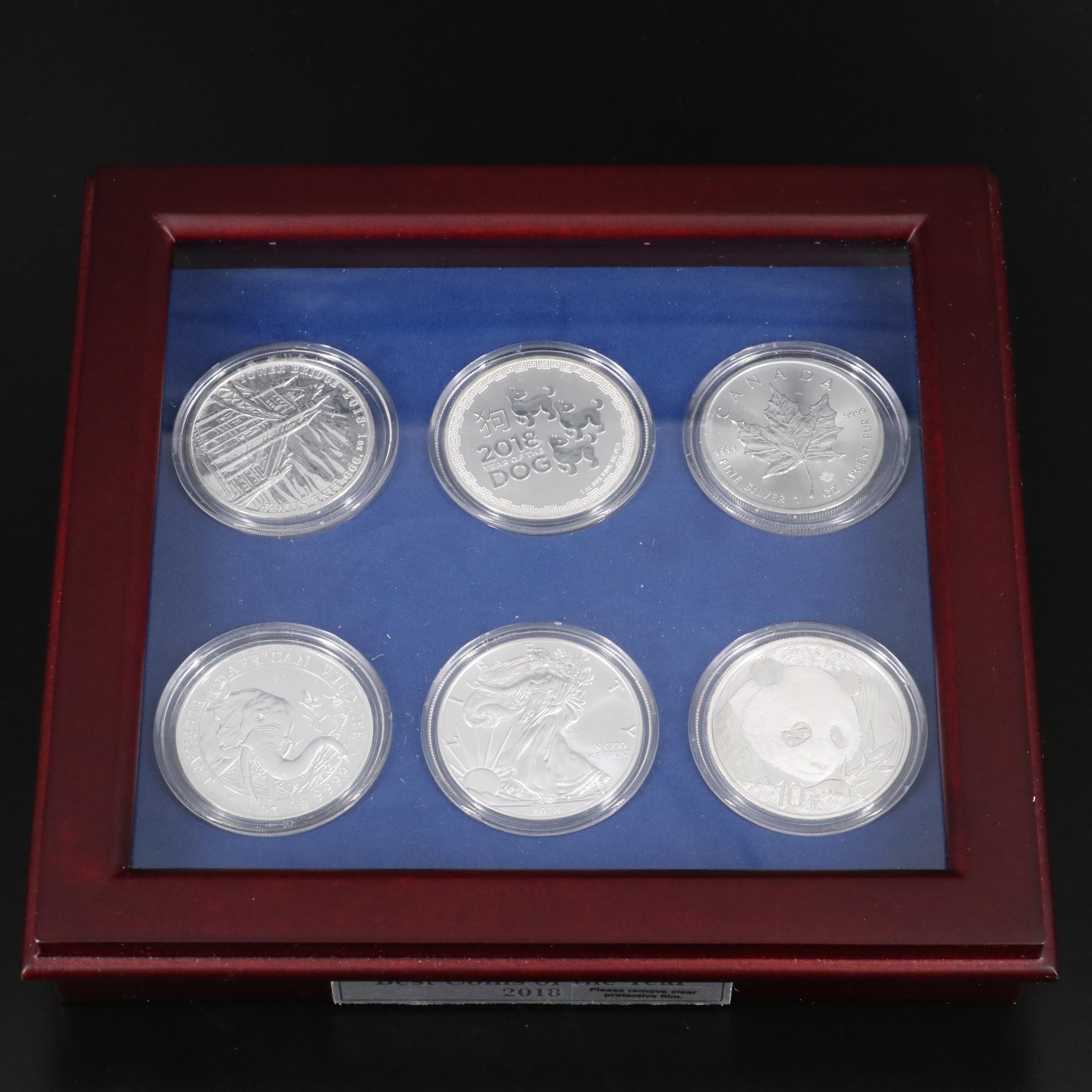 Set of Six 2018 One Ounce .999 Silver Coins From Around the World