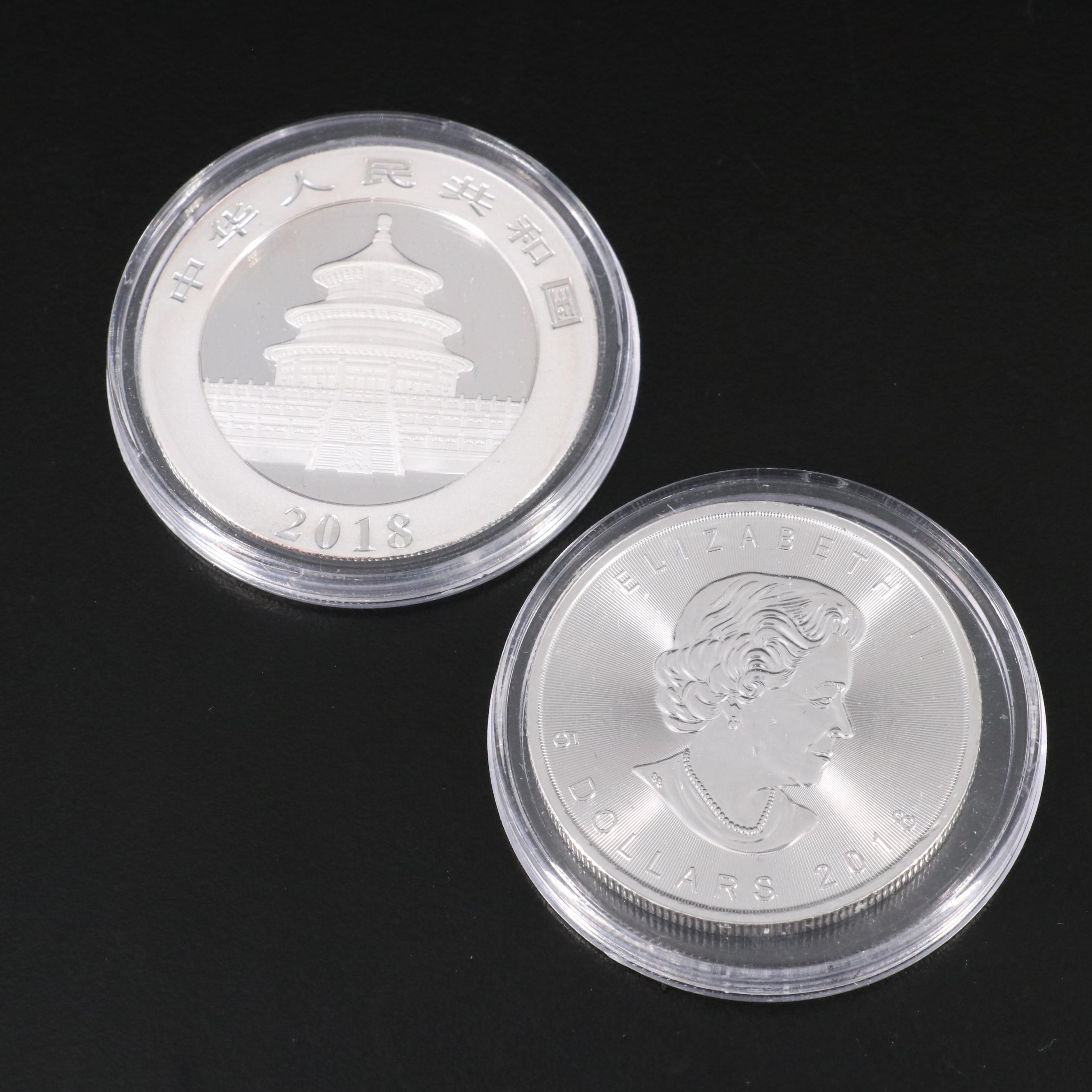 Set of Six 2018 One Ounce .999 Silver Coins From Around the World