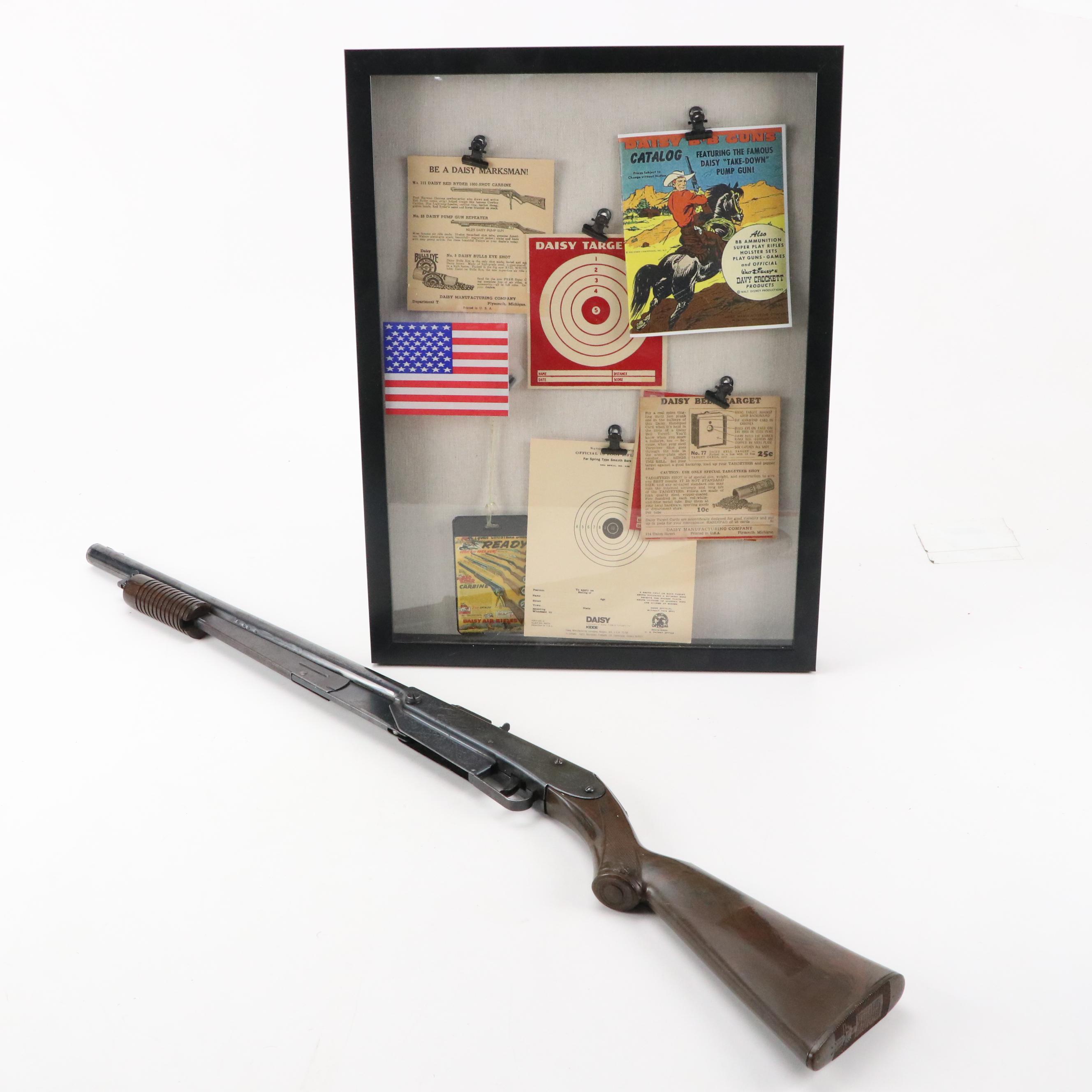 Daisy Pump Action No.25 Air Rifle With Daisy Targets, Manuals in Display