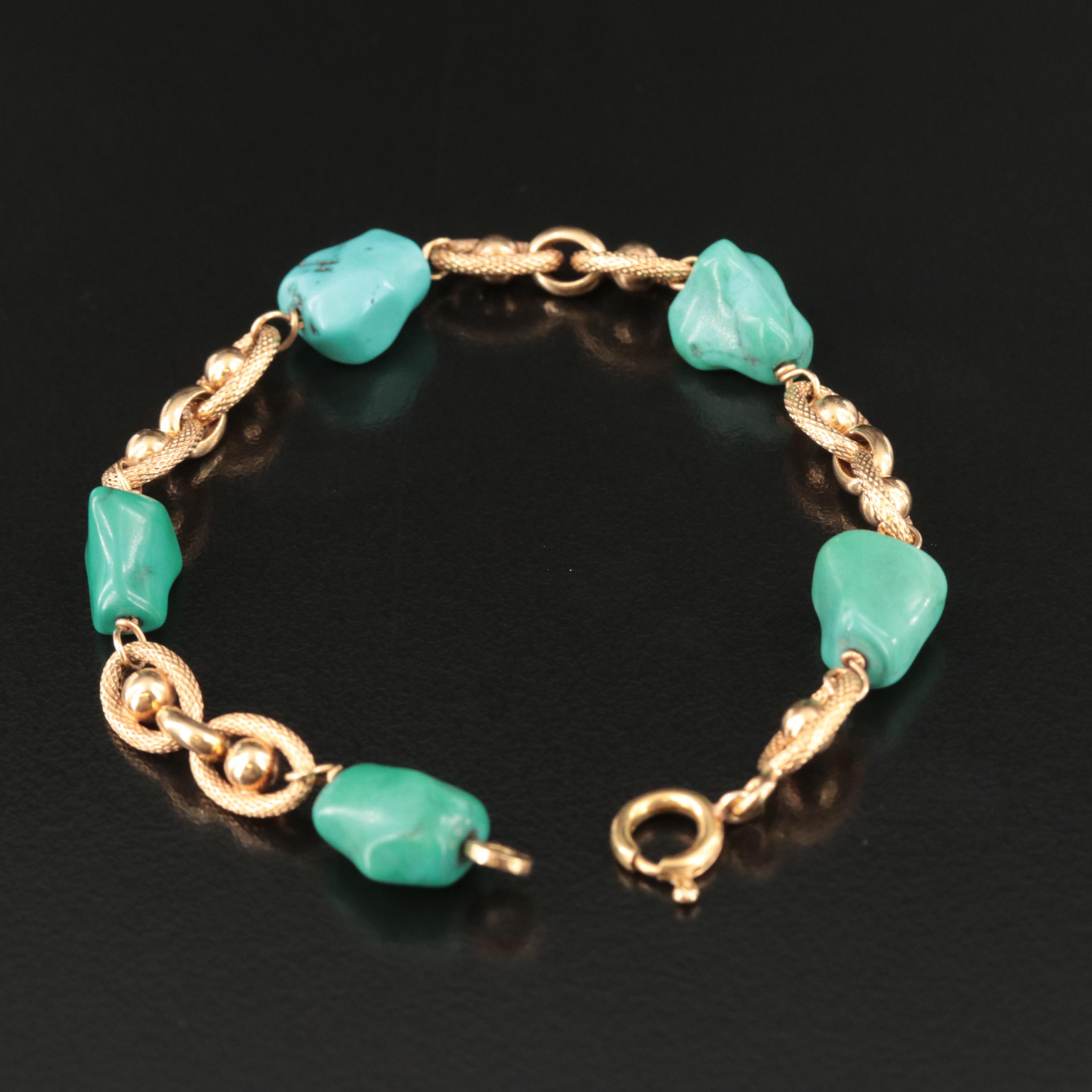 18K Turquoise Station Bracelet