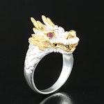 Sterling Garnet Dragon Head Ring