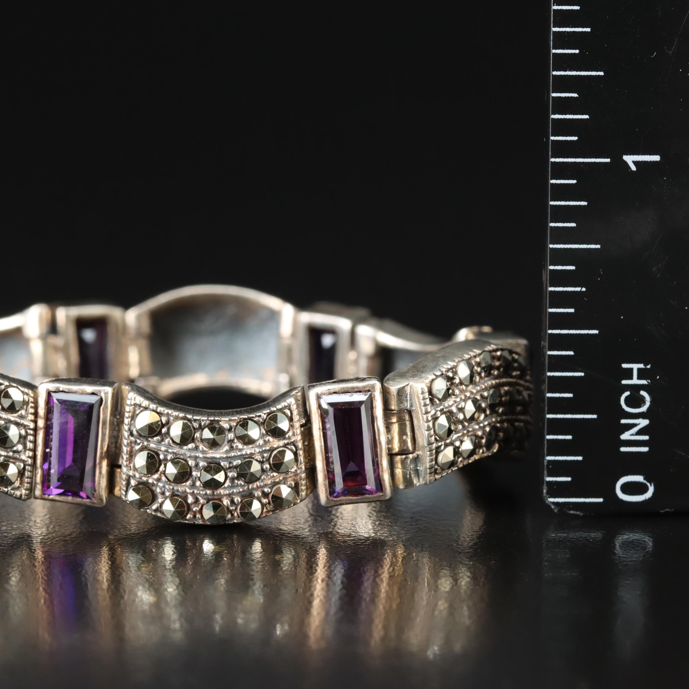 Sterling CZ and Marcasite Bracelet