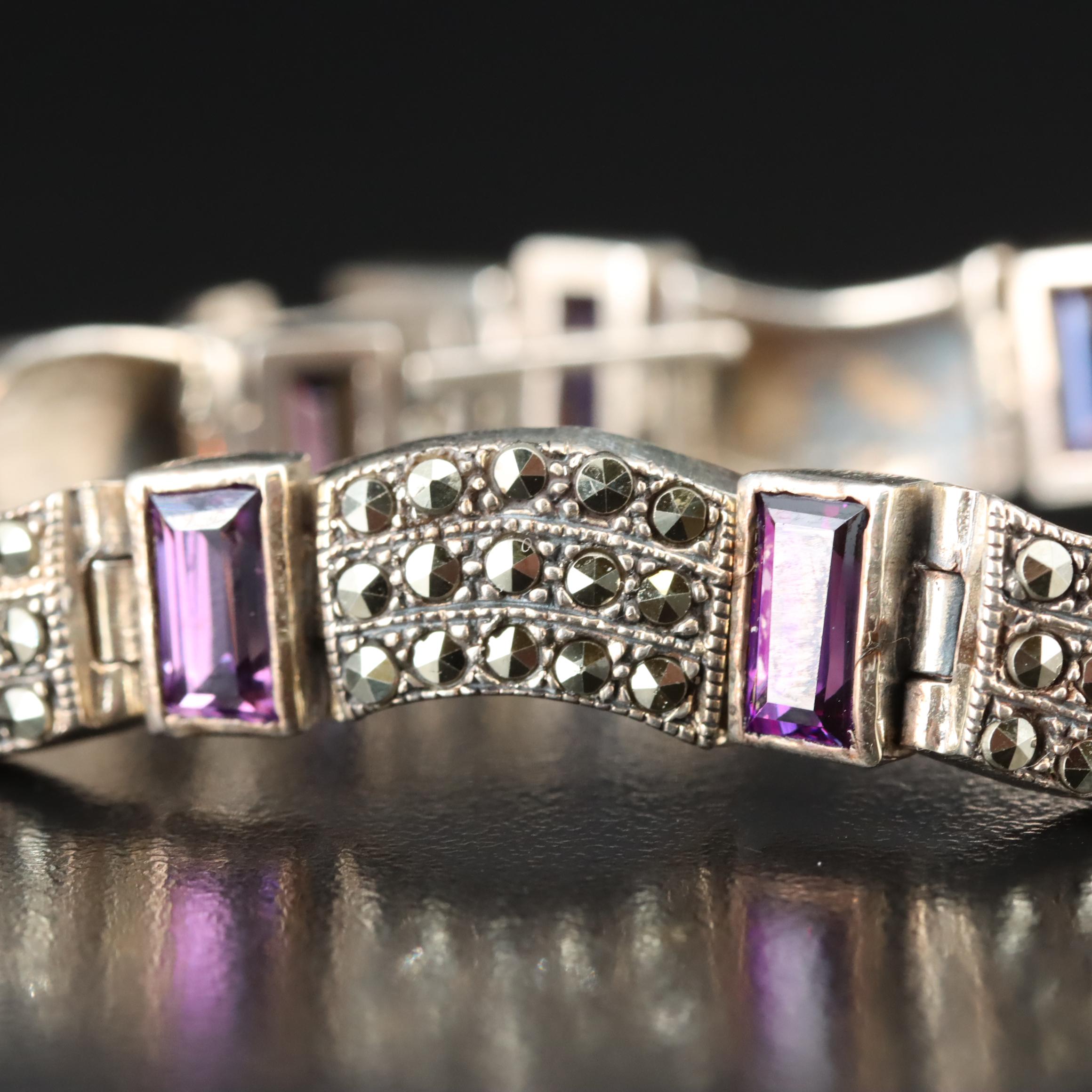 Sterling CZ and Marcasite Bracelet