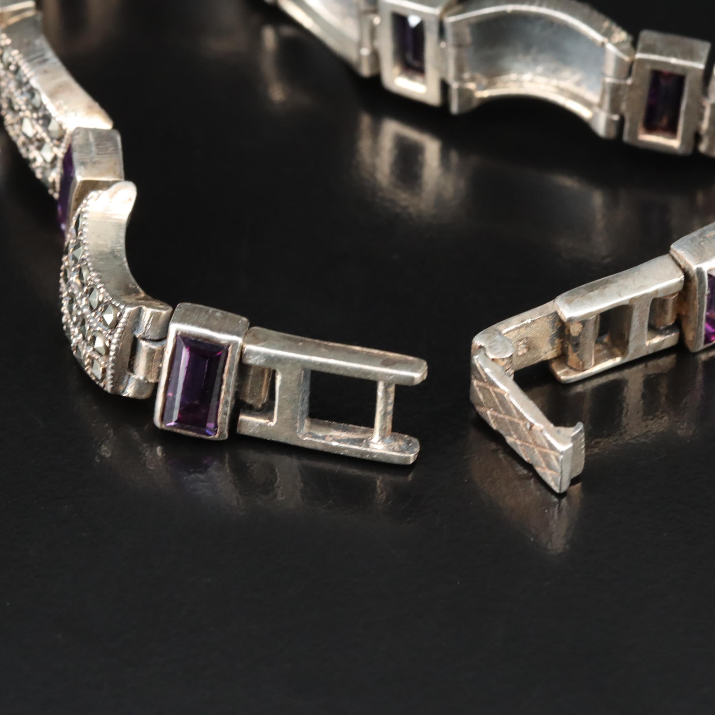 Sterling CZ and Marcasite Bracelet